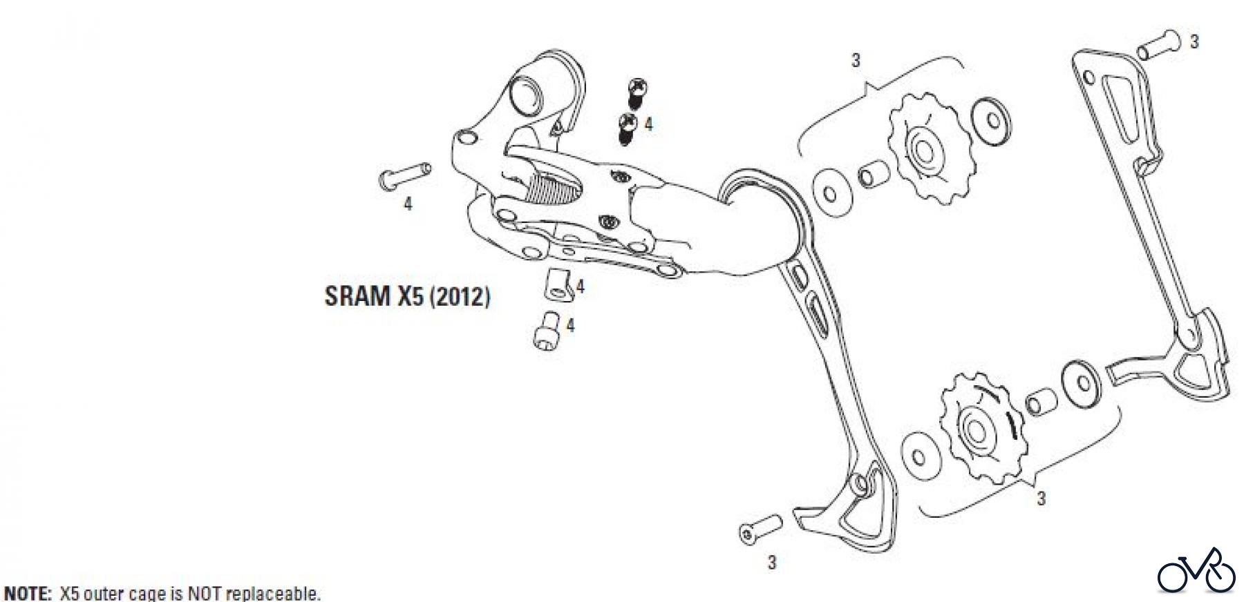  Sram Sram SRAM X5 (2012) - REAR DERAILLEUR 2x10 / 3x10