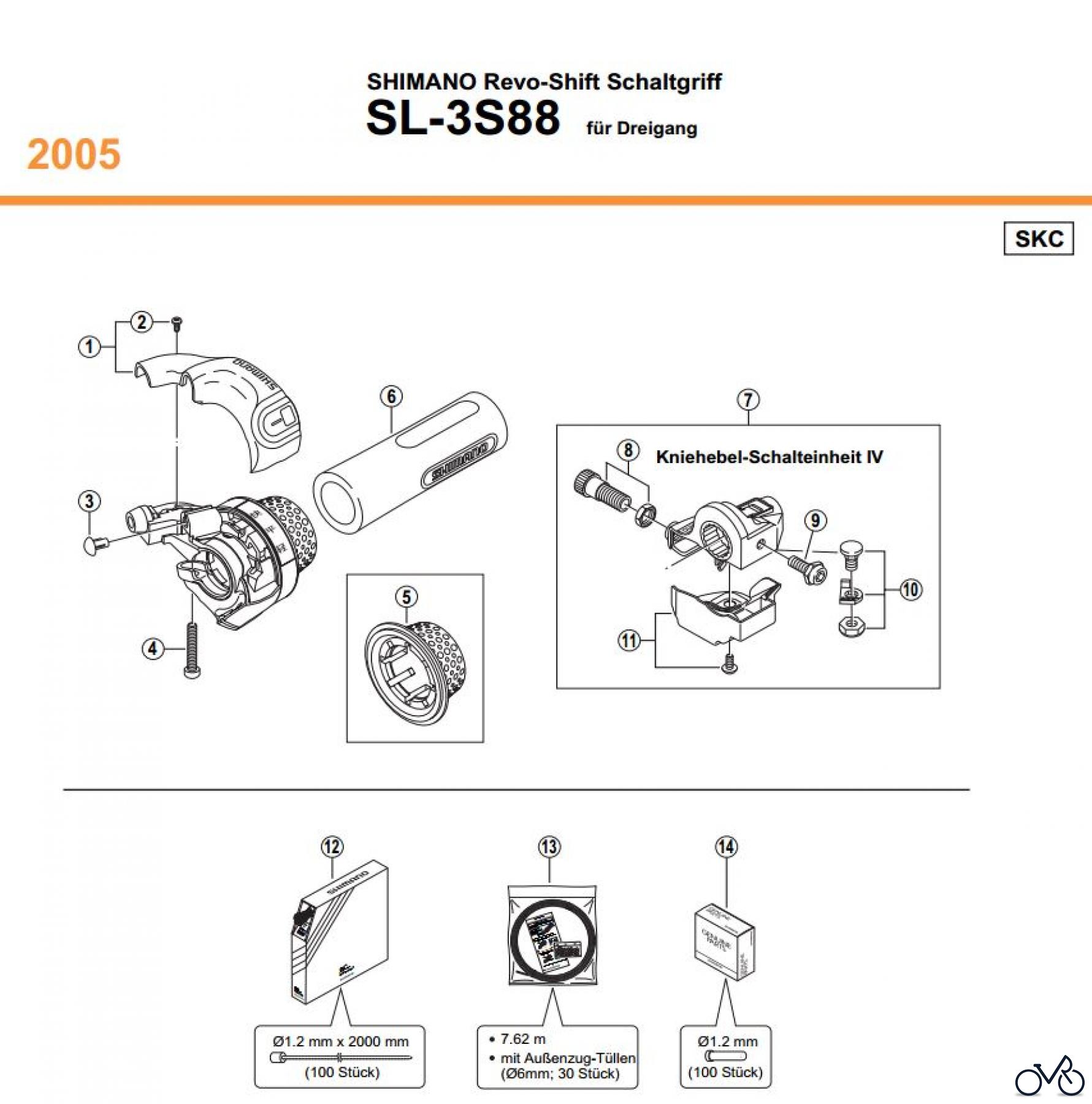  Shimano SL Shift Lever - Schalthebel SL-3S88, 2005 SHIMANO Revo-Shift Schaltgriff