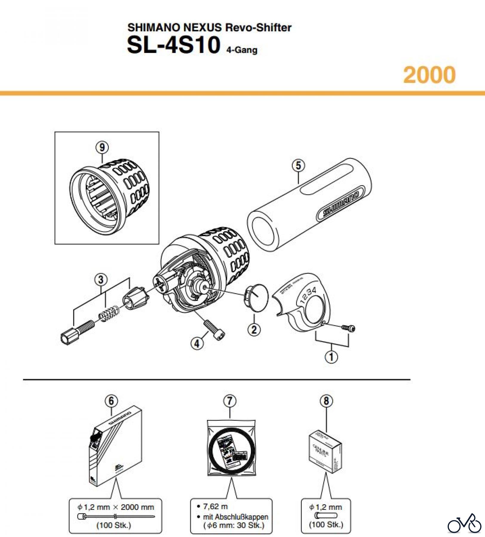  Shimano SL Shift Lever - Schalthebel SL-4S10, 2000 SHIMANO NEXUS Revo-Shifter