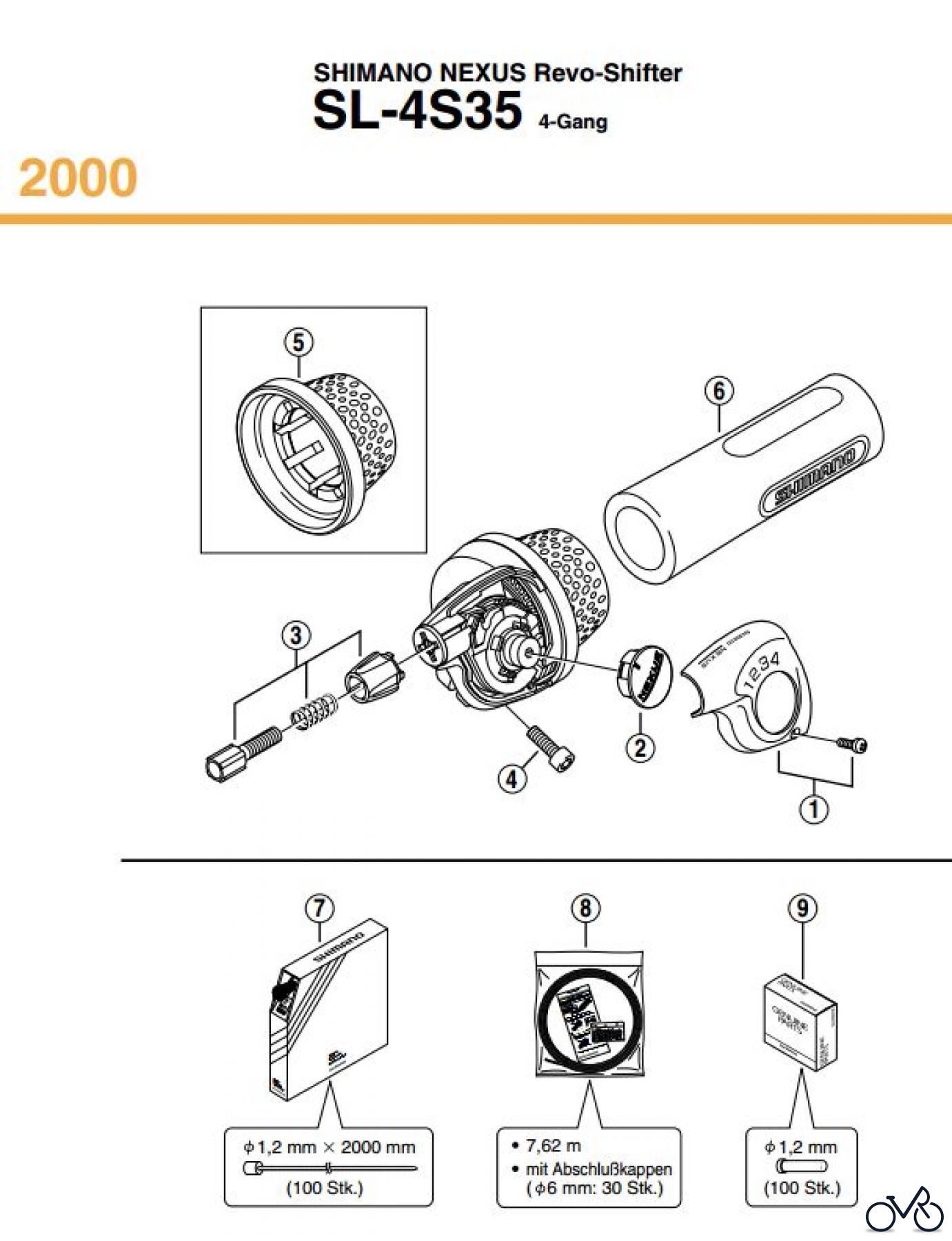  Shimano SL Shift Lever - Schalthebel SL-4S35, 2000 SHIMANO NEXUS Revo-Shifter
