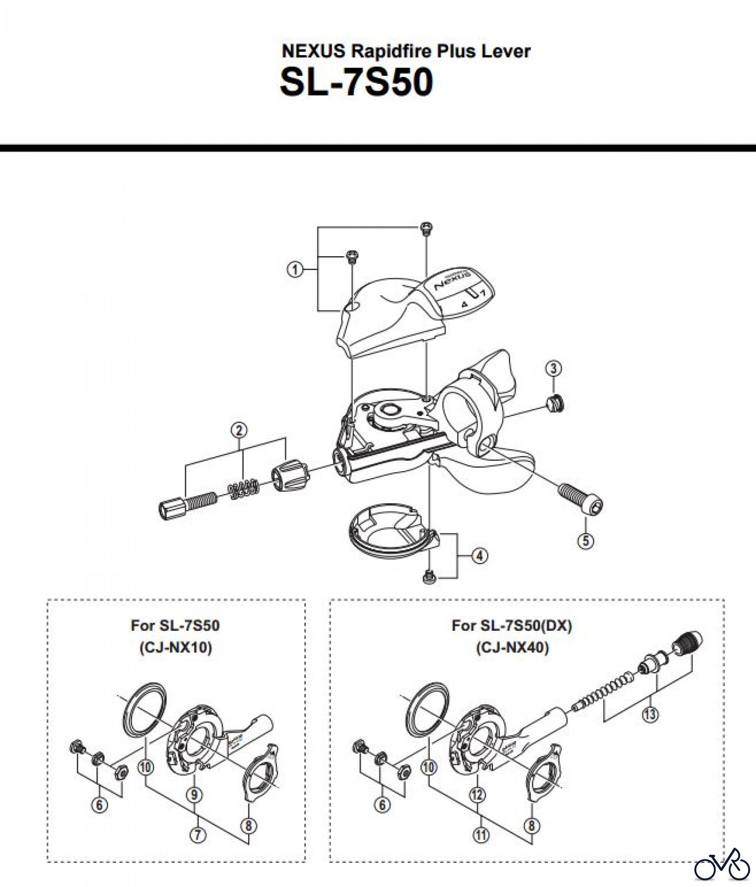Shimano SL Shift Lever - Schalthebel SL-7S50 NEXUS Rapidfire Plus Lever