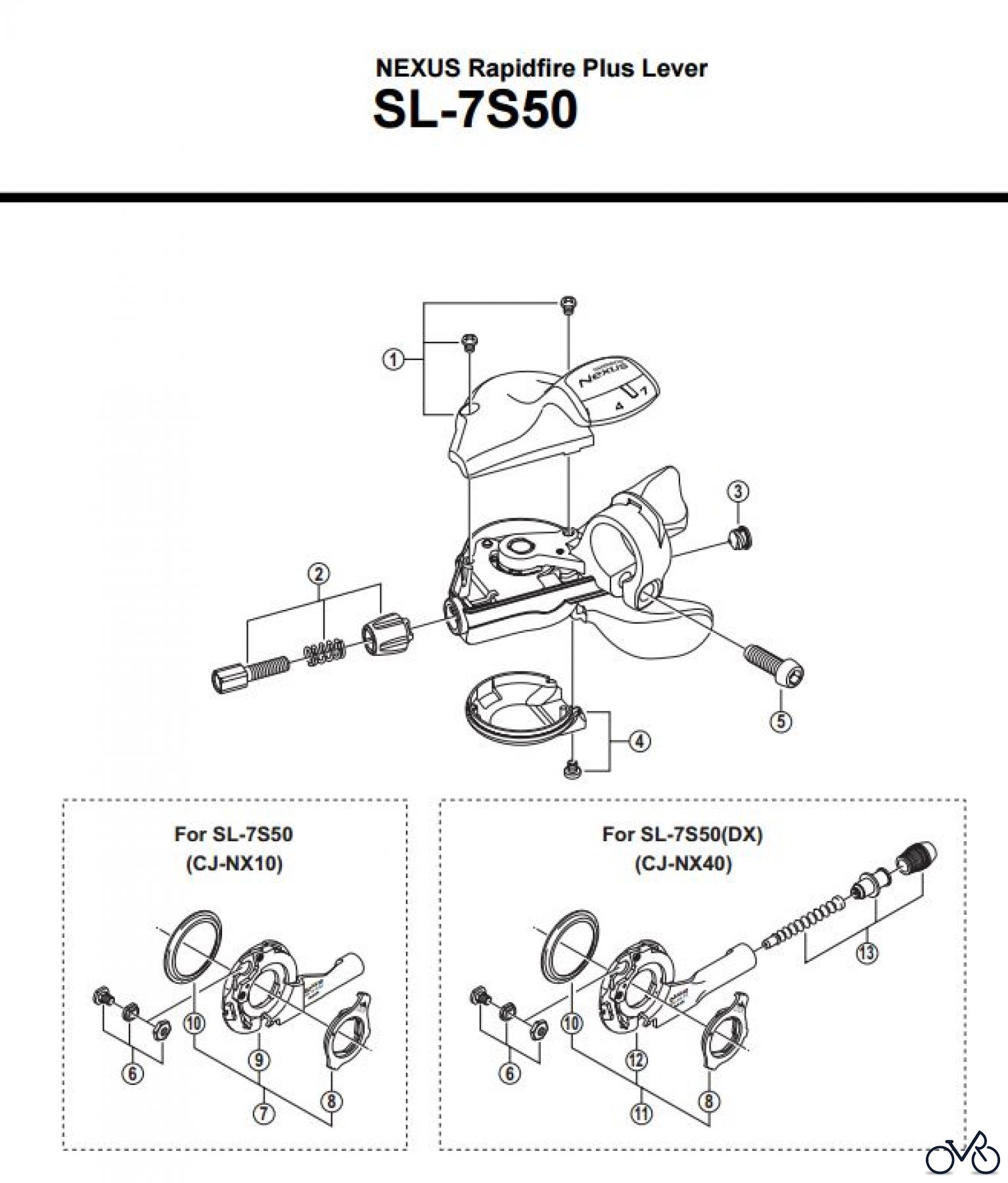 Shimano SL Shift Lever - Schalthebel SL-7S50 NEXUS Rapidfire Plus Lever