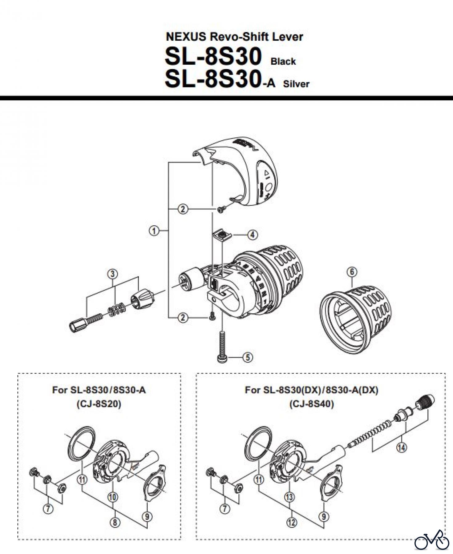  Shimano SL Shift Lever - Schalthebel SL-8S30. SL-8S30-A  NEXUS Revo-Shift Lever