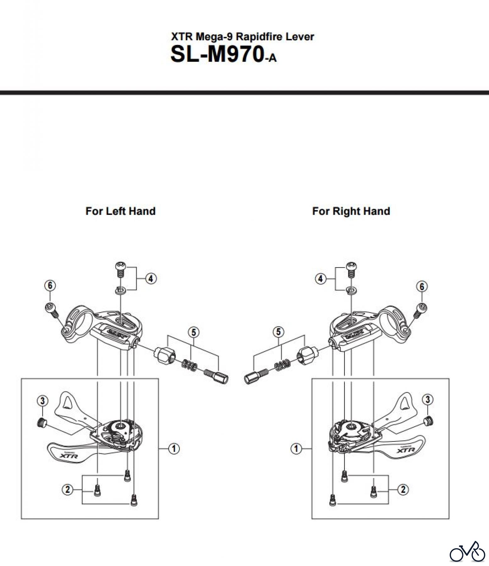  Shimano SL Shift Lever - Schalthebel SL-M970-A -2777 XTR Mega-9 Rapidfire Lever 