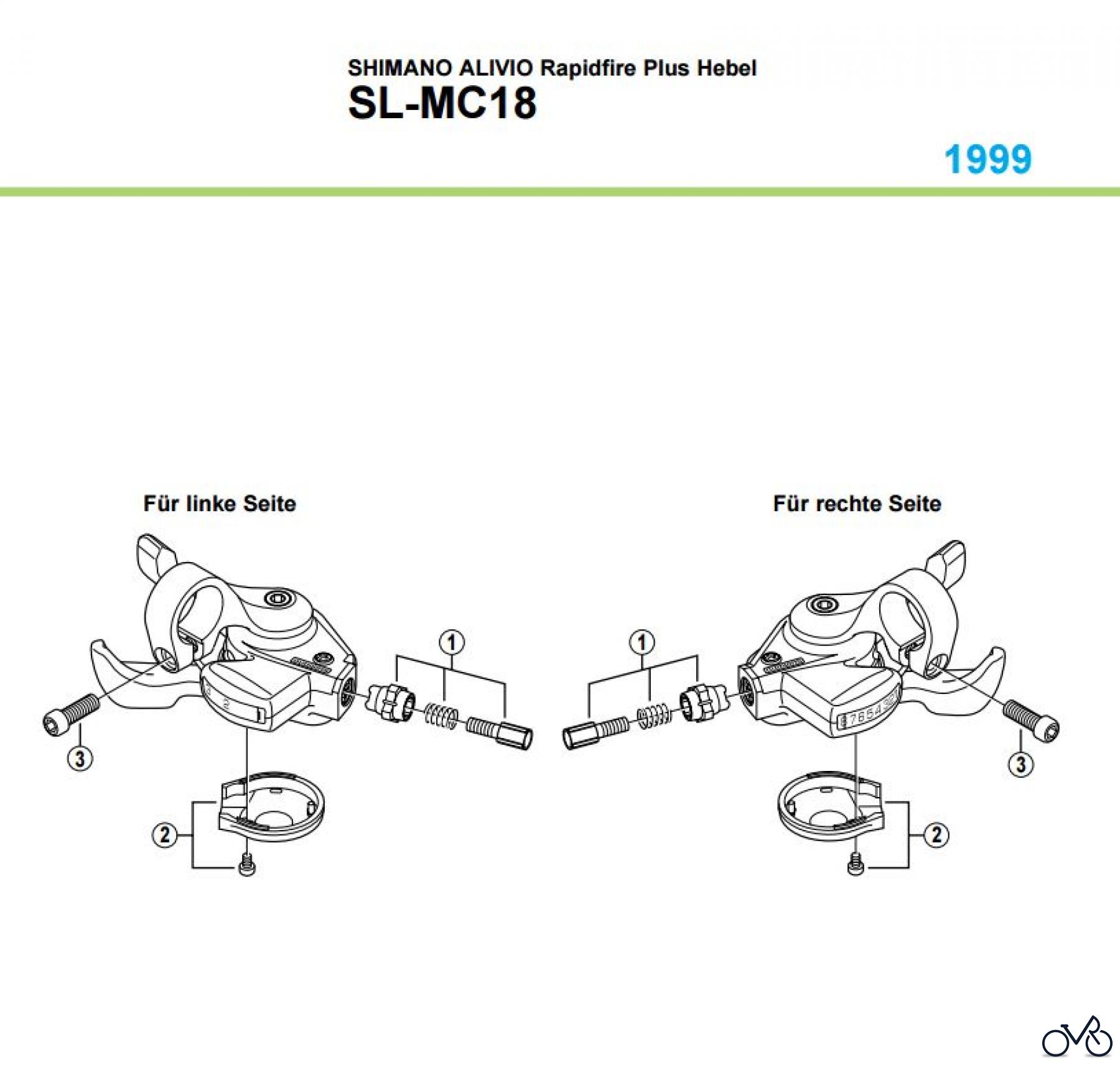  Shimano SL Shift Lever - Schalthebel SL-MC18 SHIMANO ALIVIO Rapidfire Plus Hebel