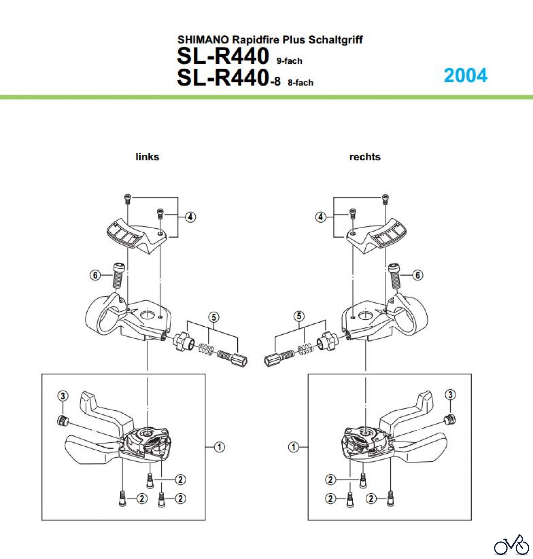  Shimano SL Shift Lever - Schalthebel SL-R440, 2004 SHIMANO Rapidfire Plus Schaltgriff