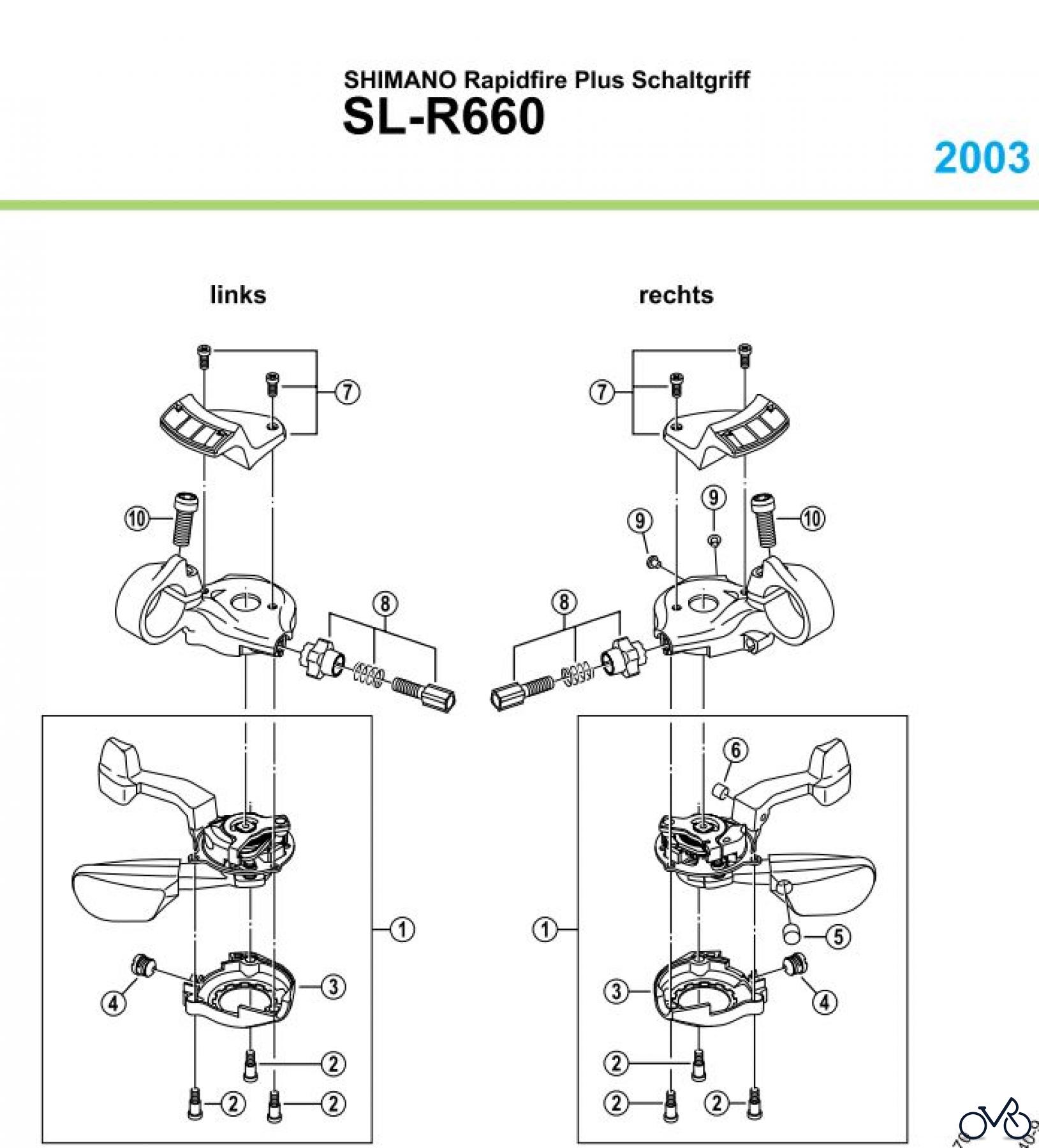  Shimano SL Shift Lever - Schalthebel SL-R660, 2003 Rapidfire Plus Schaltgriff