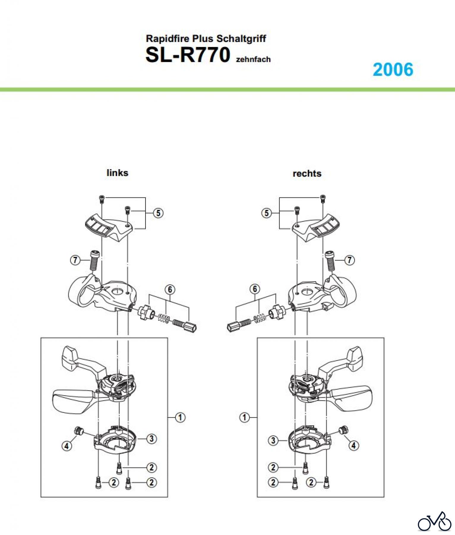  Shimano SL Shift Lever - Schalthebel SL-R770, 2005 Rapidfire Plus Schaltgriff