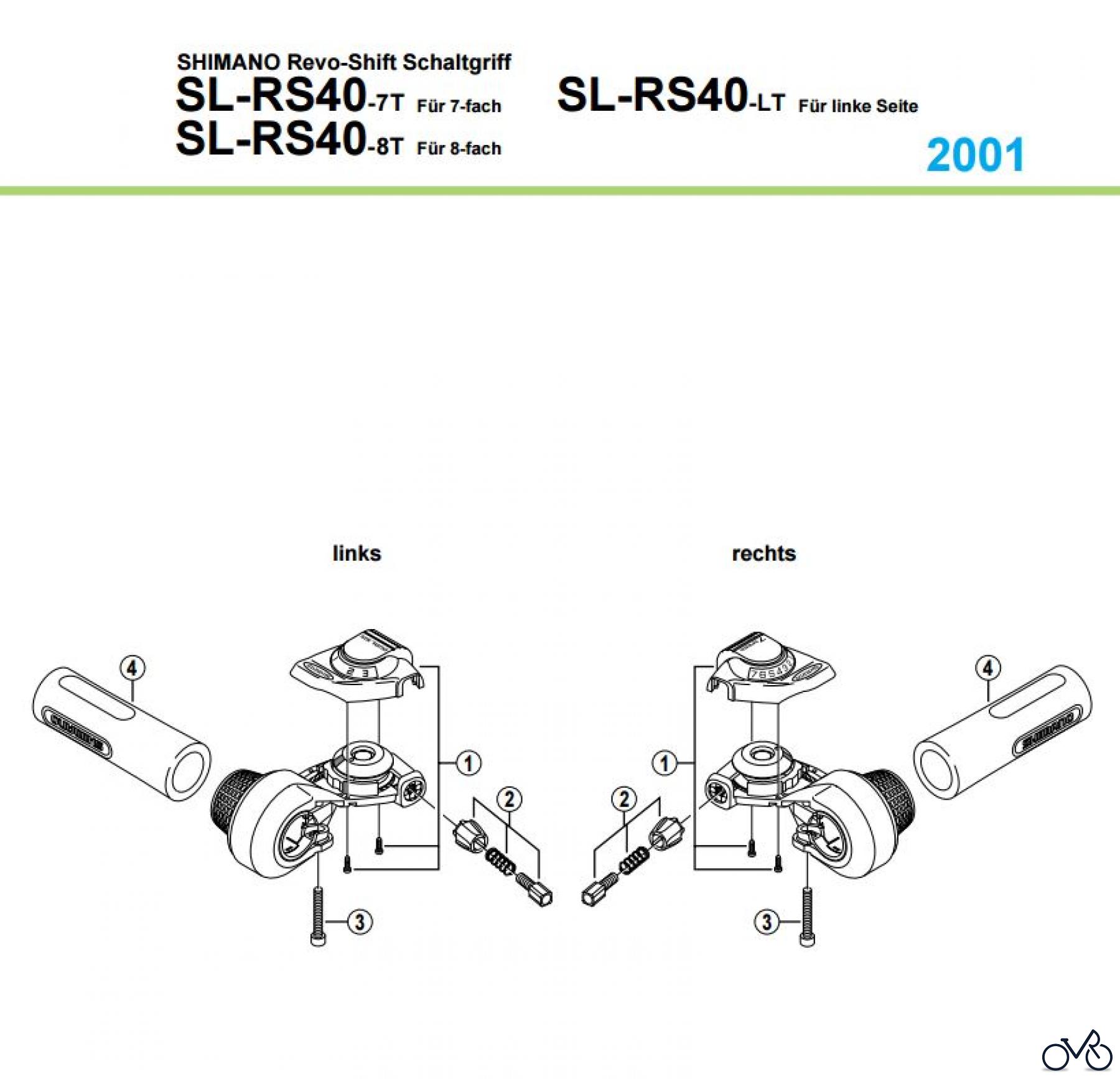  Shimano SL Shift Lever - Schalthebel SL-RS40, 2001 SHIMANO Revo-Shift Schaltgriff