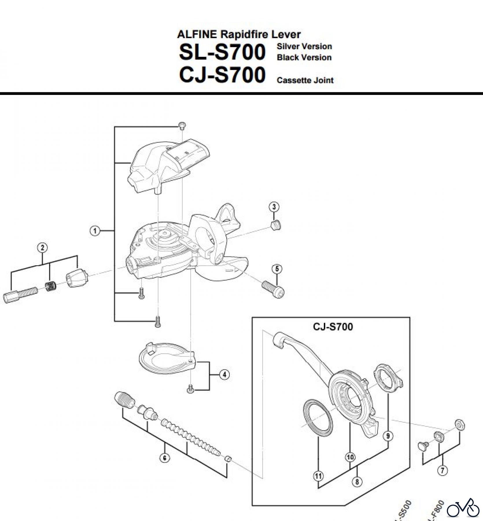  Shimano SL Shift Lever - Schalthebel SL-S700 -3093 ALFINE Rapidfire Lever