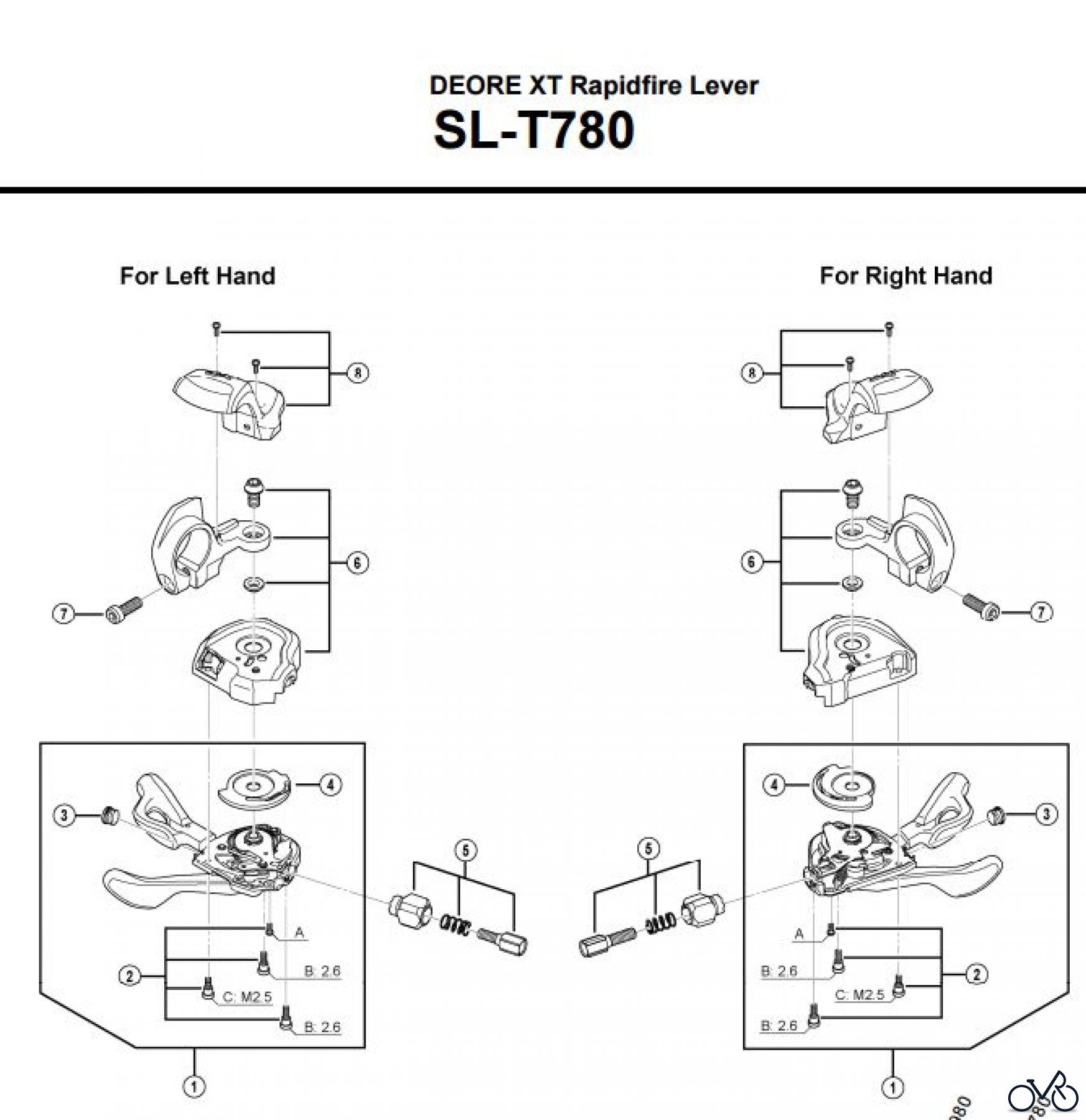  Shimano SL Shift Lever - Schalthebel SL-T780 DEORE XT Rapidfire Lever
