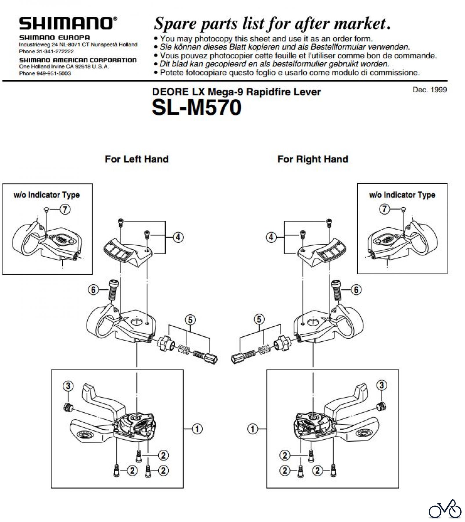  Shimano SL Shift Lever - Schalthebel SL-M570 DEORE LX Mega-9 Rapidfire Lever