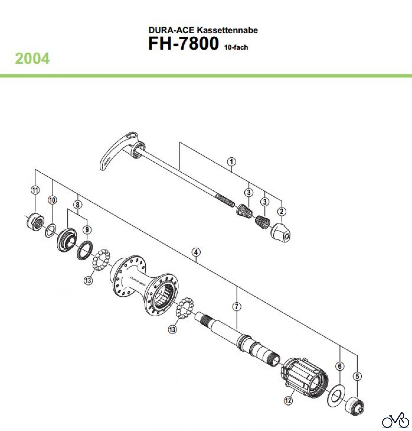  Shimano FH Free Hub - Freilaufnabe FH-7800 DURA-ACE Kassettennabe 10-fach