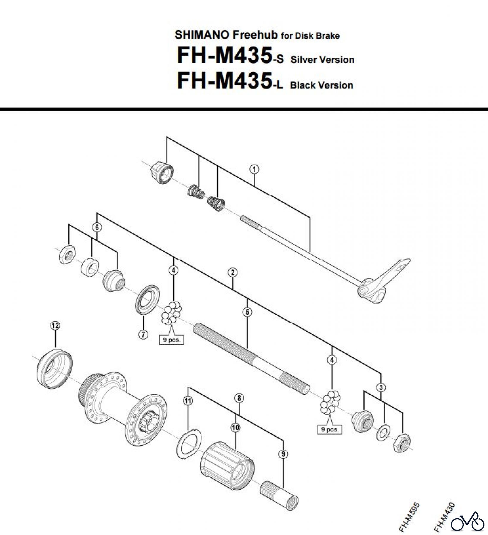  Shimano FH Free Hub - Freilaufnabe FH-M435 -2996A Kassettennabe