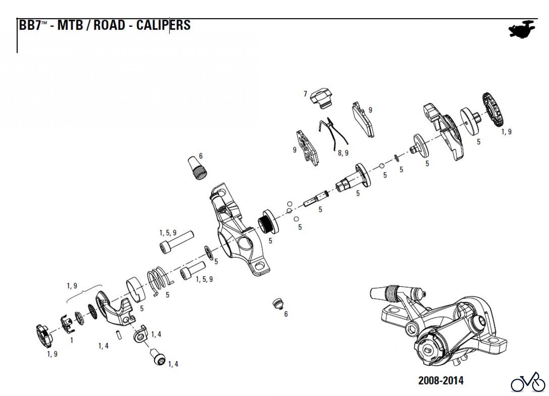  Sram avid CABLE DISC BRAKE - CALIPERS BB7™ - MTB / ROAD - CALIPERS