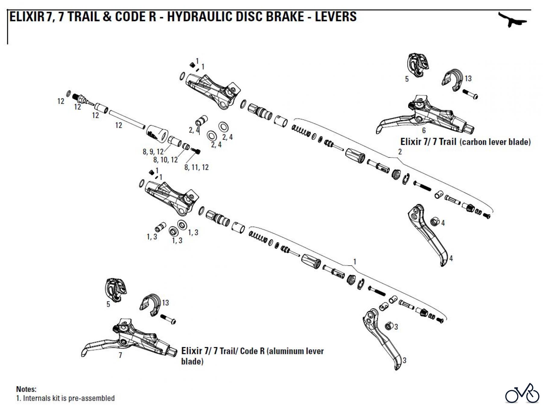  Sram avid HYDRAULIC DISC BRAKE - LEVERS ELIXIR 7, 7 TRAIL & CODE R - HYDRAULIC DISC BRAKE - LEVERS