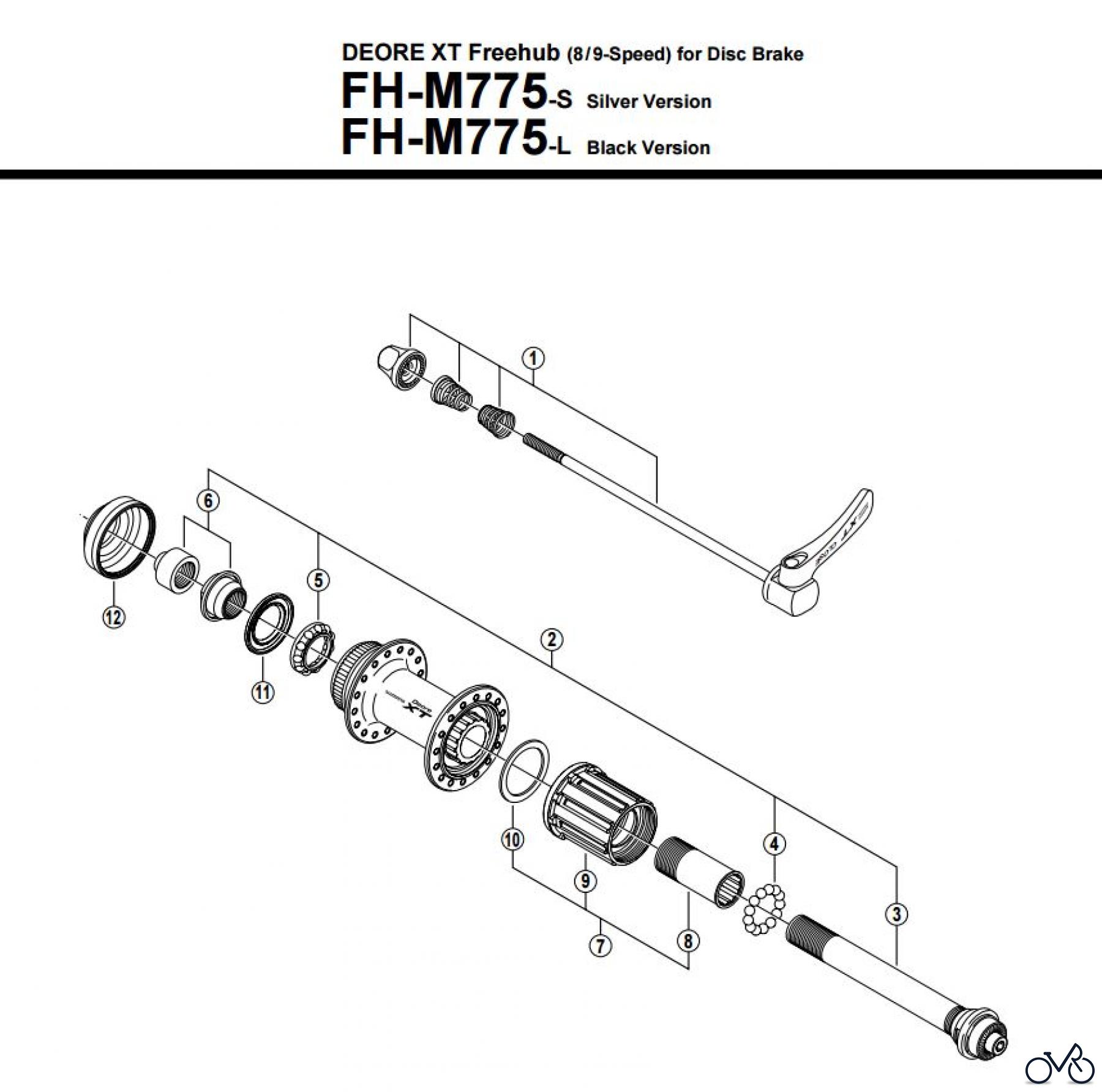  Shimano FH Free Hub - Freilaufnabe FH-M775 -2700A DEORE XT Freehub (8/9-Speed) for Disc Brake