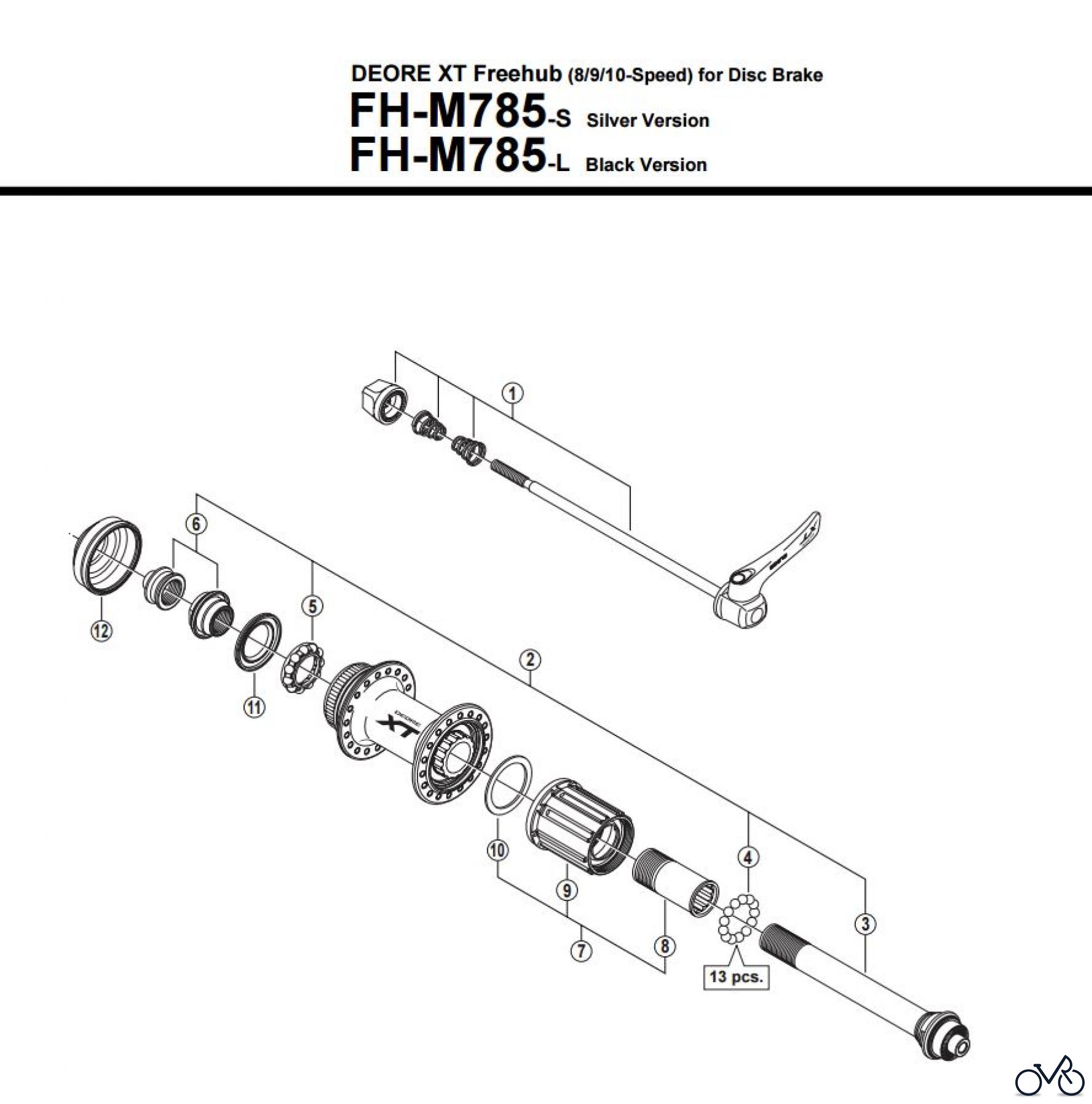  Shimano FH Free Hub - Freilaufnabe FH-M785 -3174  DEORE XT Freehub (8/9/10-Speed) for Disc Brake