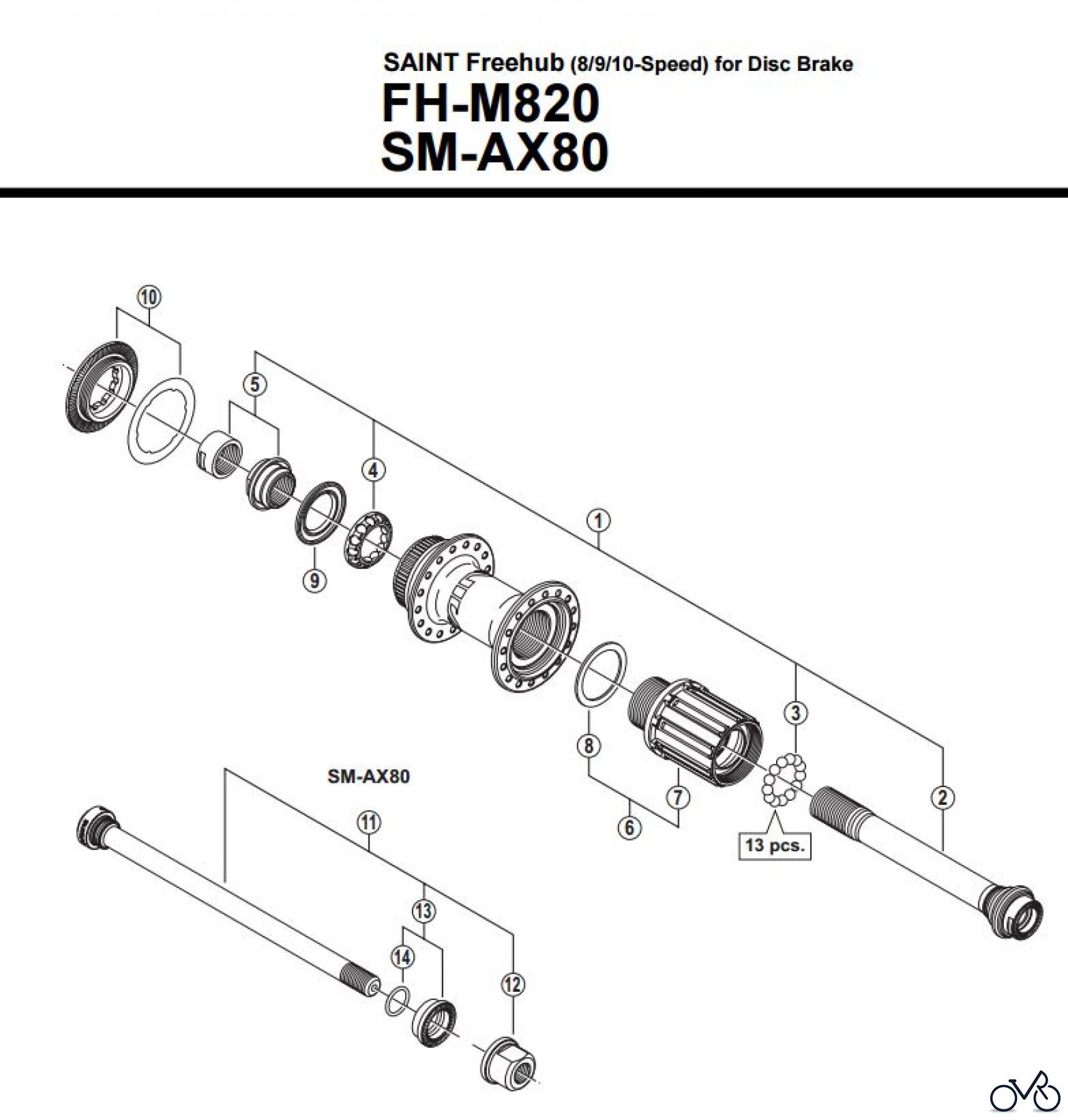  Shimano FH Free Hub - Freilaufnabe FH-M820 SAINT Freehub (8/9/10-Speed) for Disc Brake