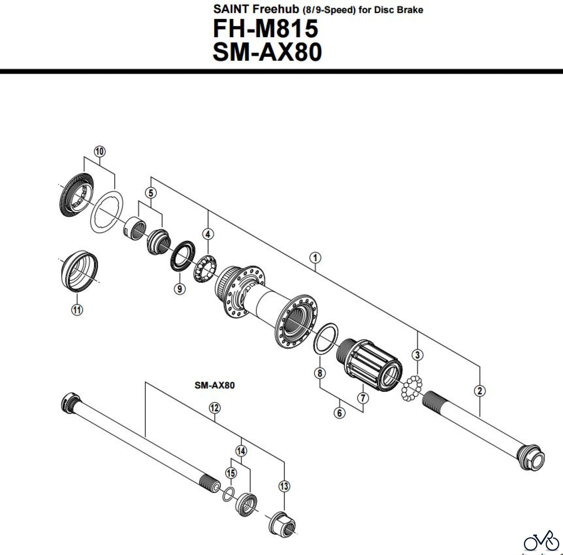  Shimano FH Free Hub - Freilaufnabe FH-M815 SAINT Freehub (8/9-Speed) for Disc Brake