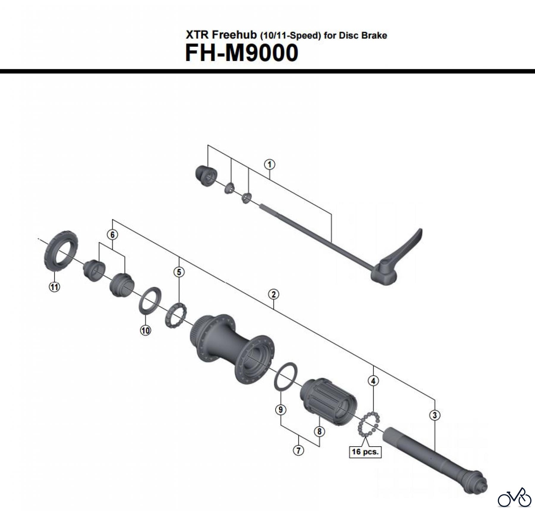  Shimano FH Free Hub - Freilaufnabe FH-M9000 XTR Freehub (10/11-Speed) for Disc Brake
