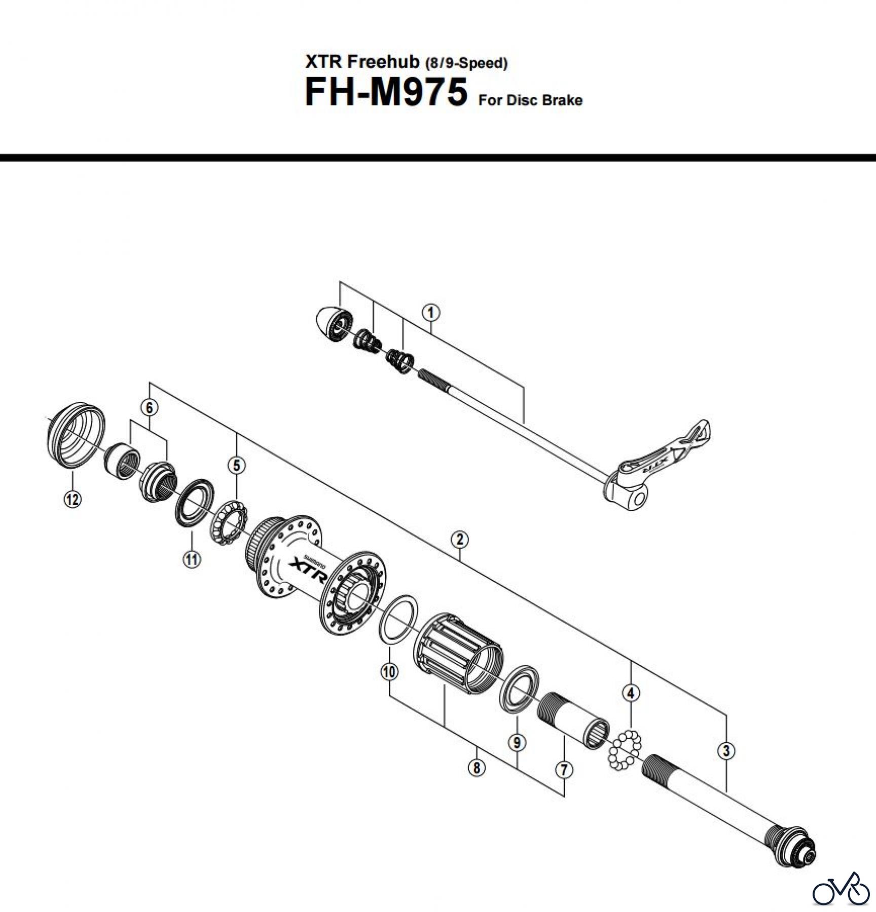  Shimano FH Free Hub - Freilaufnabe FH-M975 -12547 XTR Freehub (8/9-Speed)