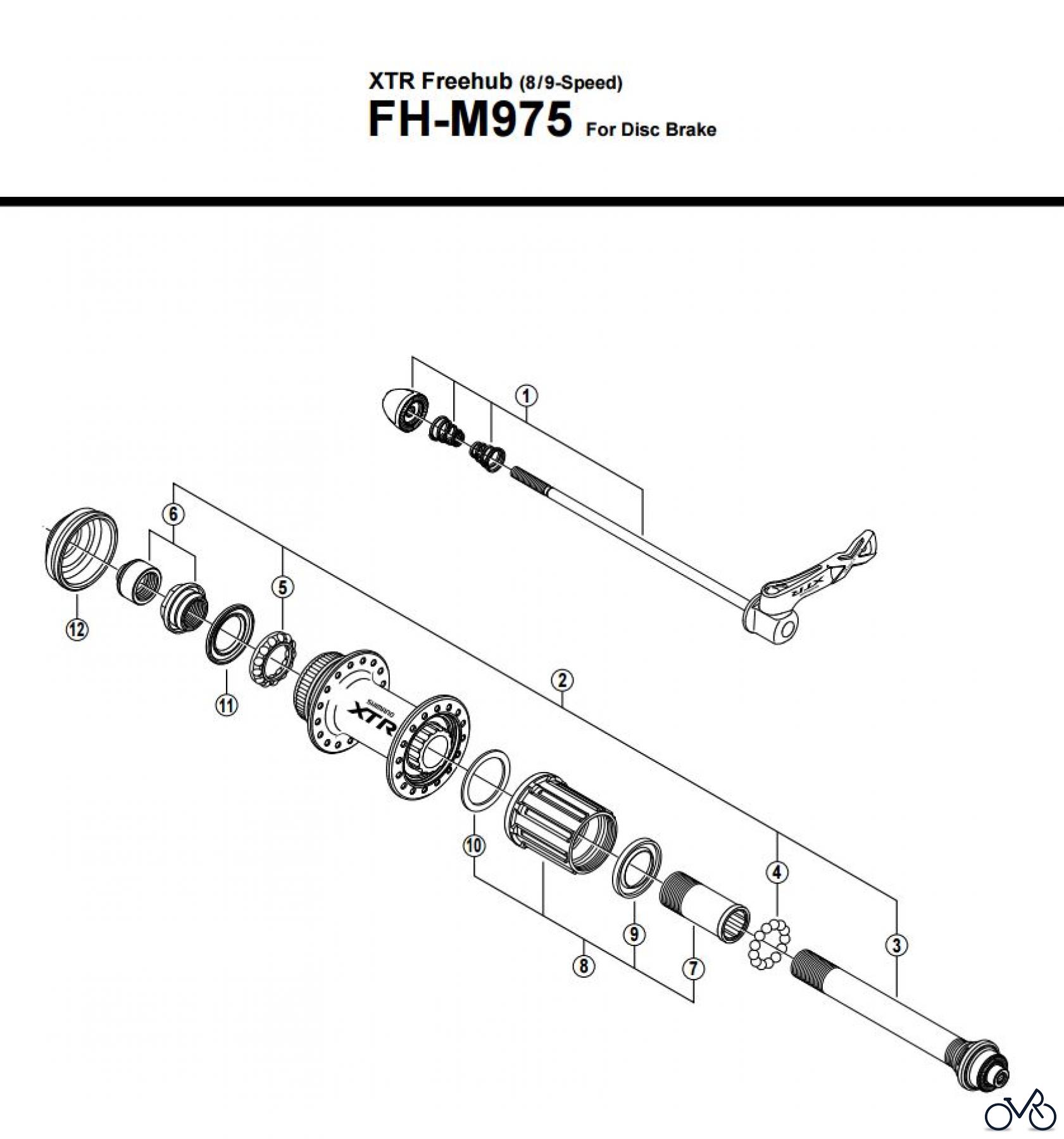  Shimano FH Free Hub - Freilaufnabe FH-M975 -2547 XTR Freehub (8/9-Speed)