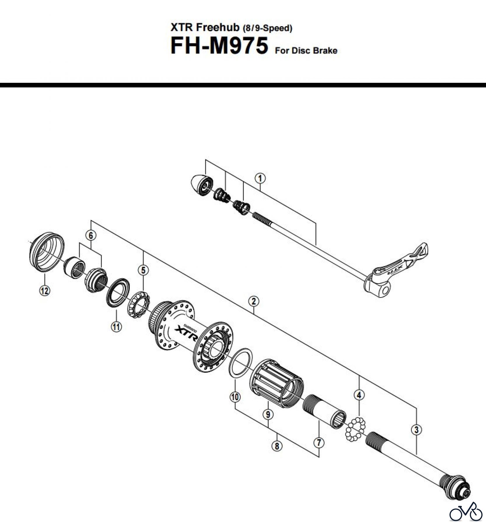  Shimano FH Free Hub - Freilaufnabe FH-M975 -2547A XTR Freehub (8/9-Speed)