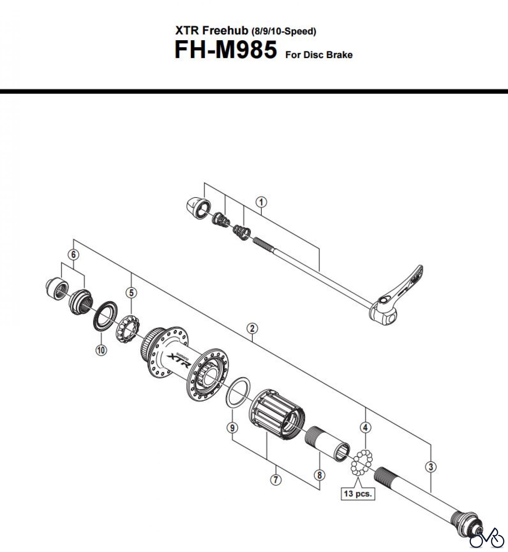  Shimano FH Free Hub - Freilaufnabe FH-M985 -3012  XTR Freehub (8/9/10-Speed)