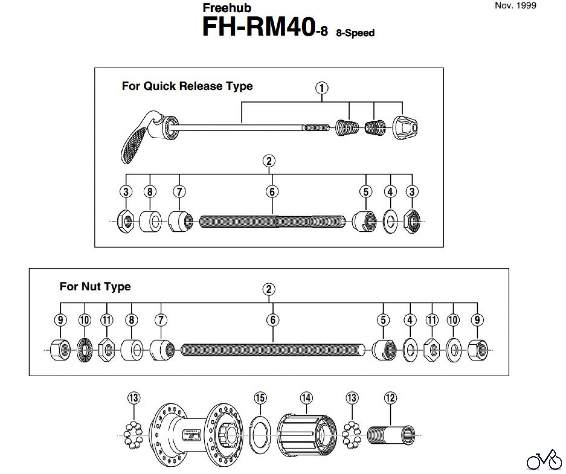  Shimano FH Free Hub - Freilaufnabe FH-RM40-8 Kassettennabe 8-fach