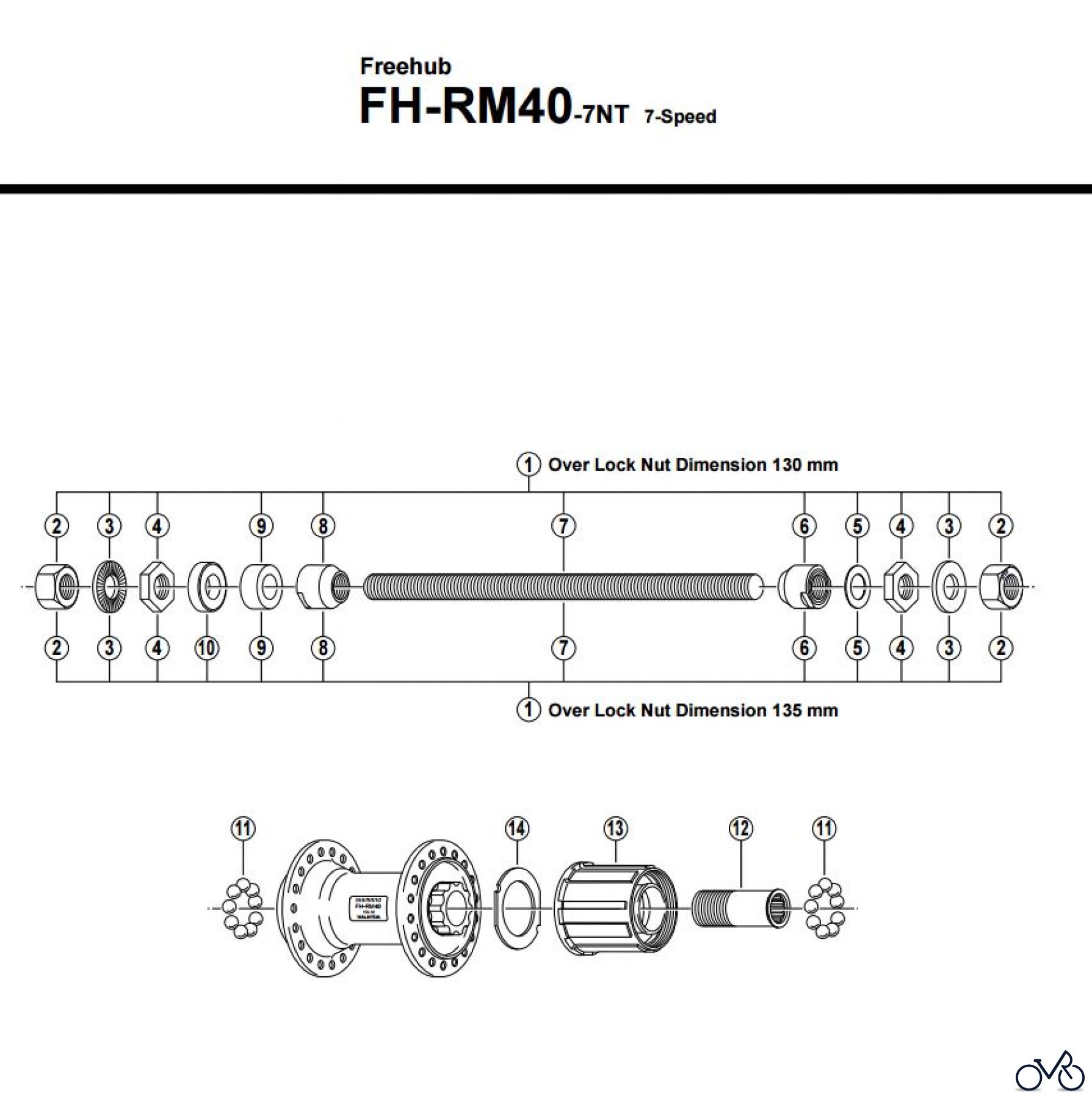  Shimano FH Free Hub - Freilaufnabe FH-RM40-7NT Kassettennabe 7-fach