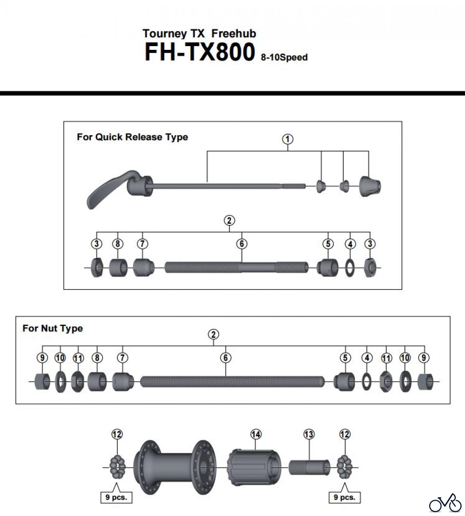  Shimano FH Free Hub - Freilaufnabe FH-TX800 -3750 Tourney TX Freehub
