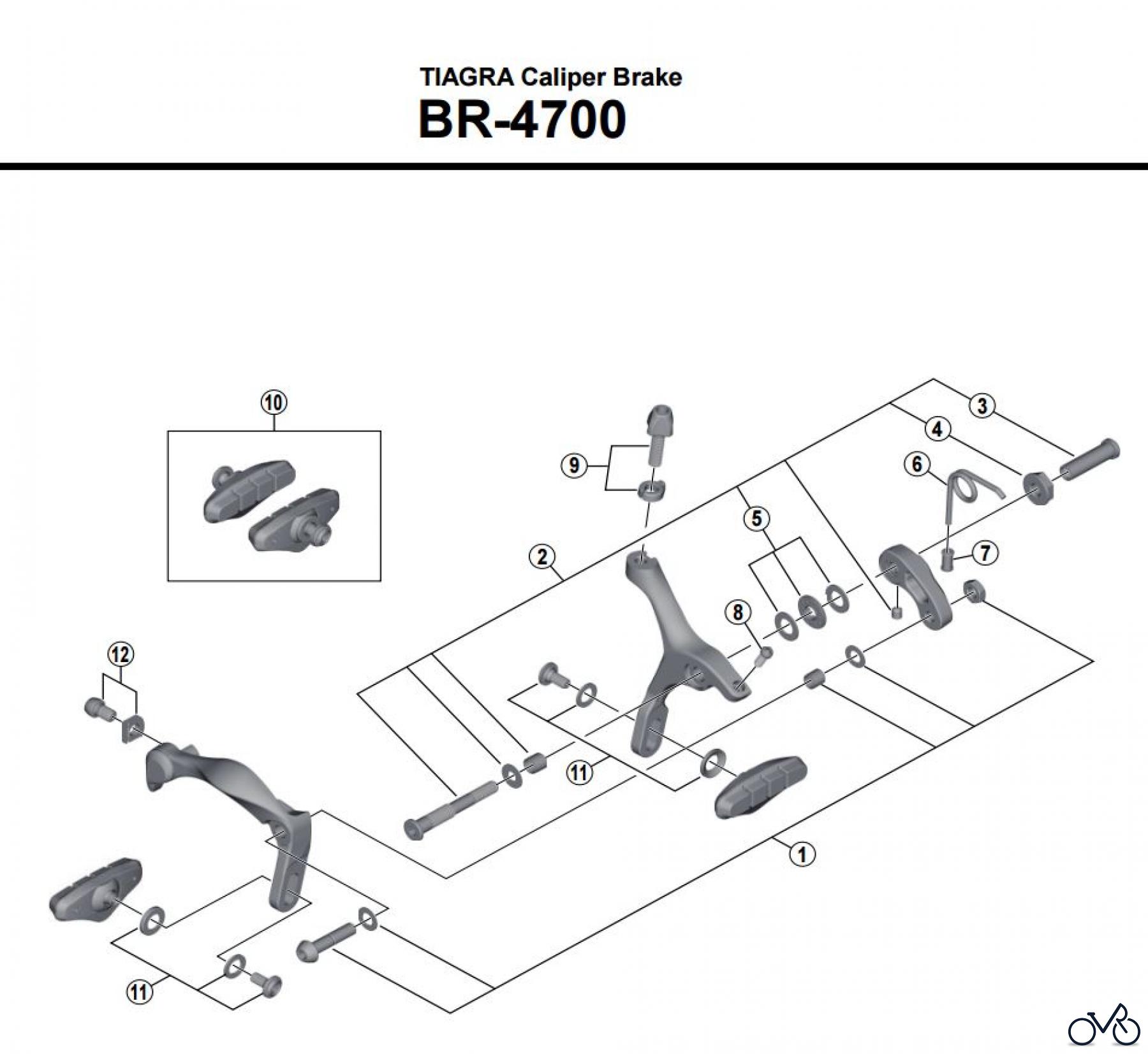 Rechte Fronthaube und Befestigungsschrauben Shimano ST-4700 - Ersatzteile -  Bremsen - Ersatzteile