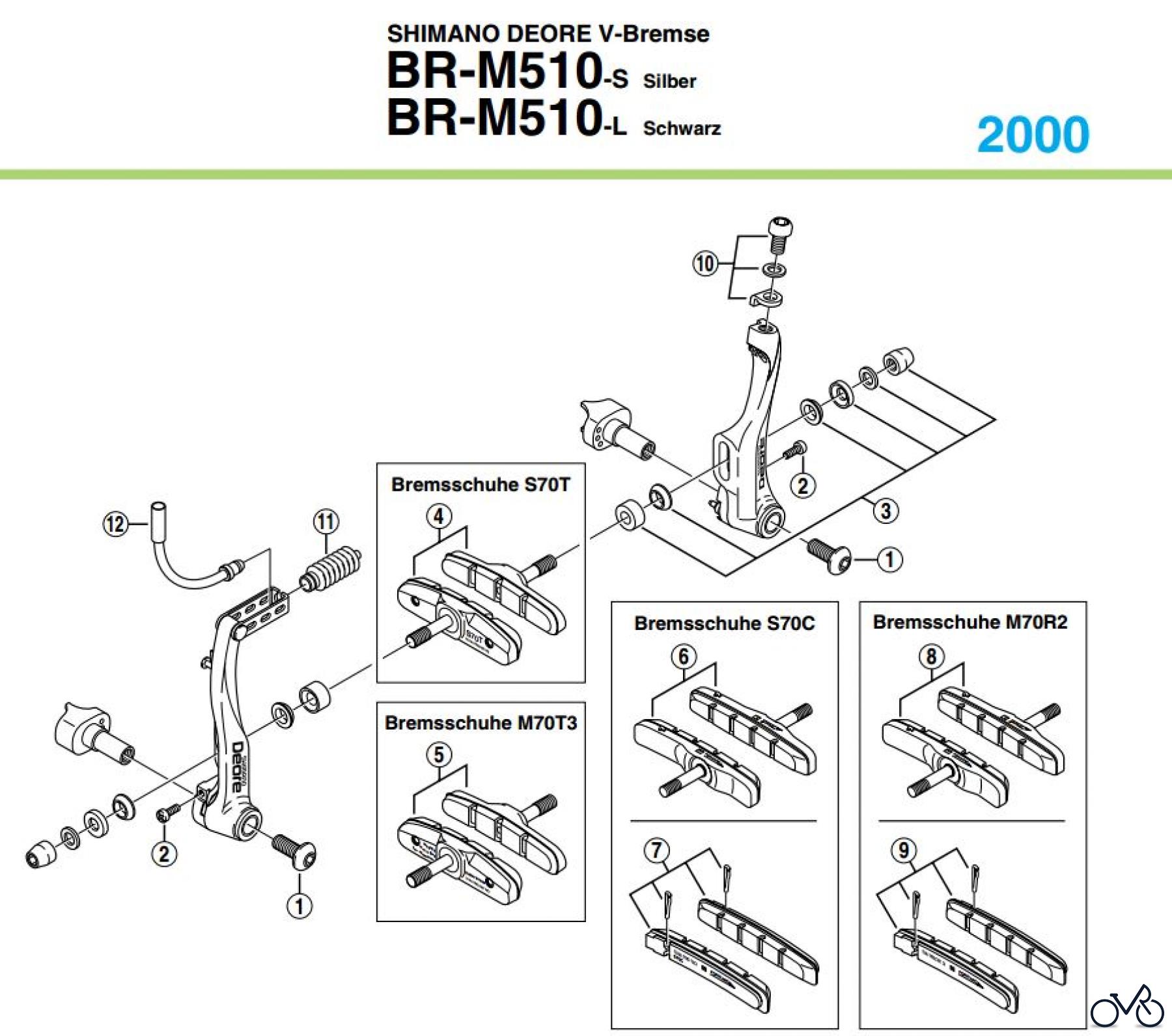  Shimano BR Brake - Bremse BR-M510-2000 SHIMANO DEORE V-Bremse