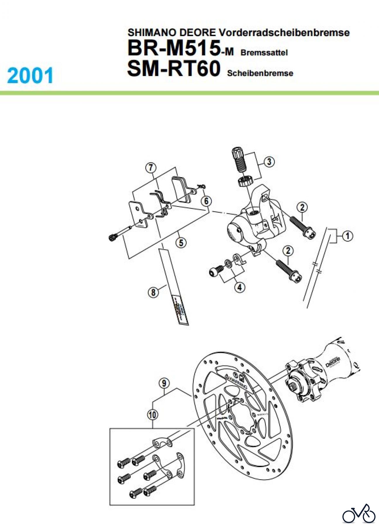  Shimano BR Brake - Bremse BR-M515-M, 2001 SHIMANO DEORE Vorderradscheibenbremse
