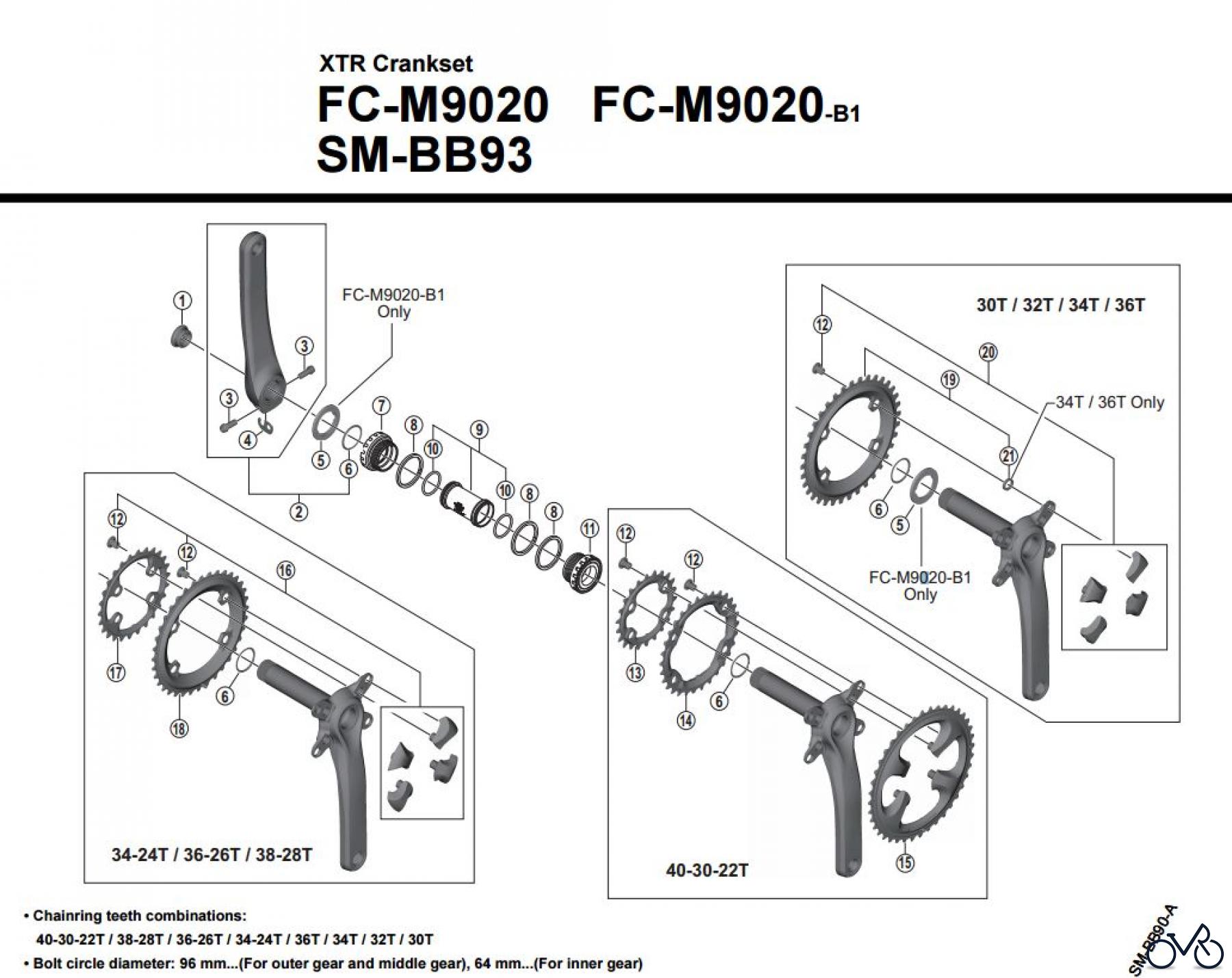  Shimano FC Front Chainwheel - Kurbelsatz, Vorderes Kettenblatt FC-M9020-3776A XTR Kurbelgarnitur