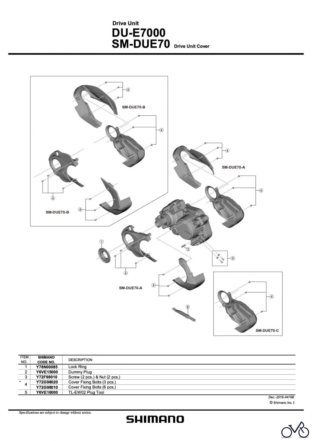 Shimano DU Drive Unit Antriebseinheit (E-Bike) DU-E7000