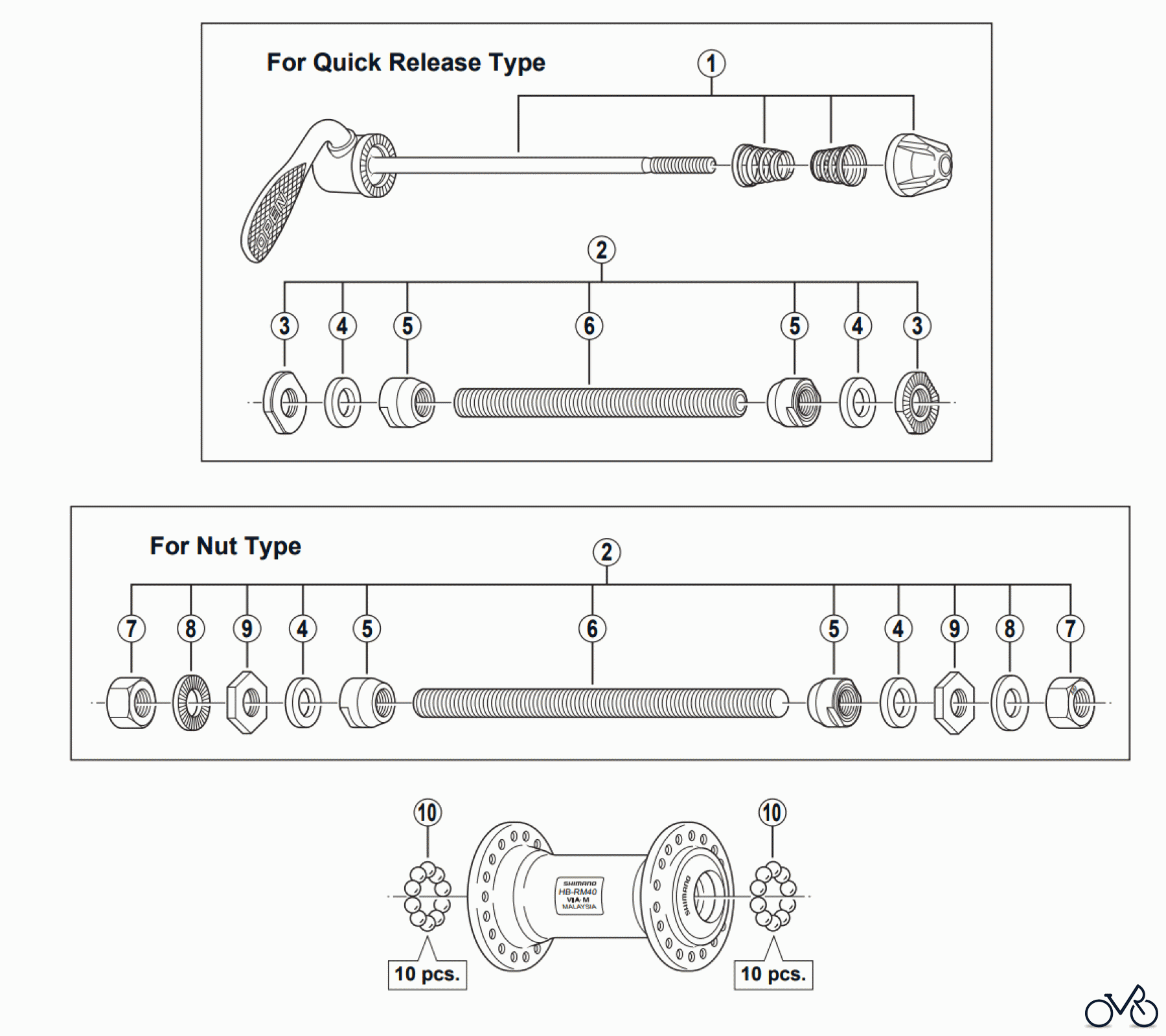 Shimano HB Hub - Vordere Nabe HB-RM40 VorderradnabeTourney A070