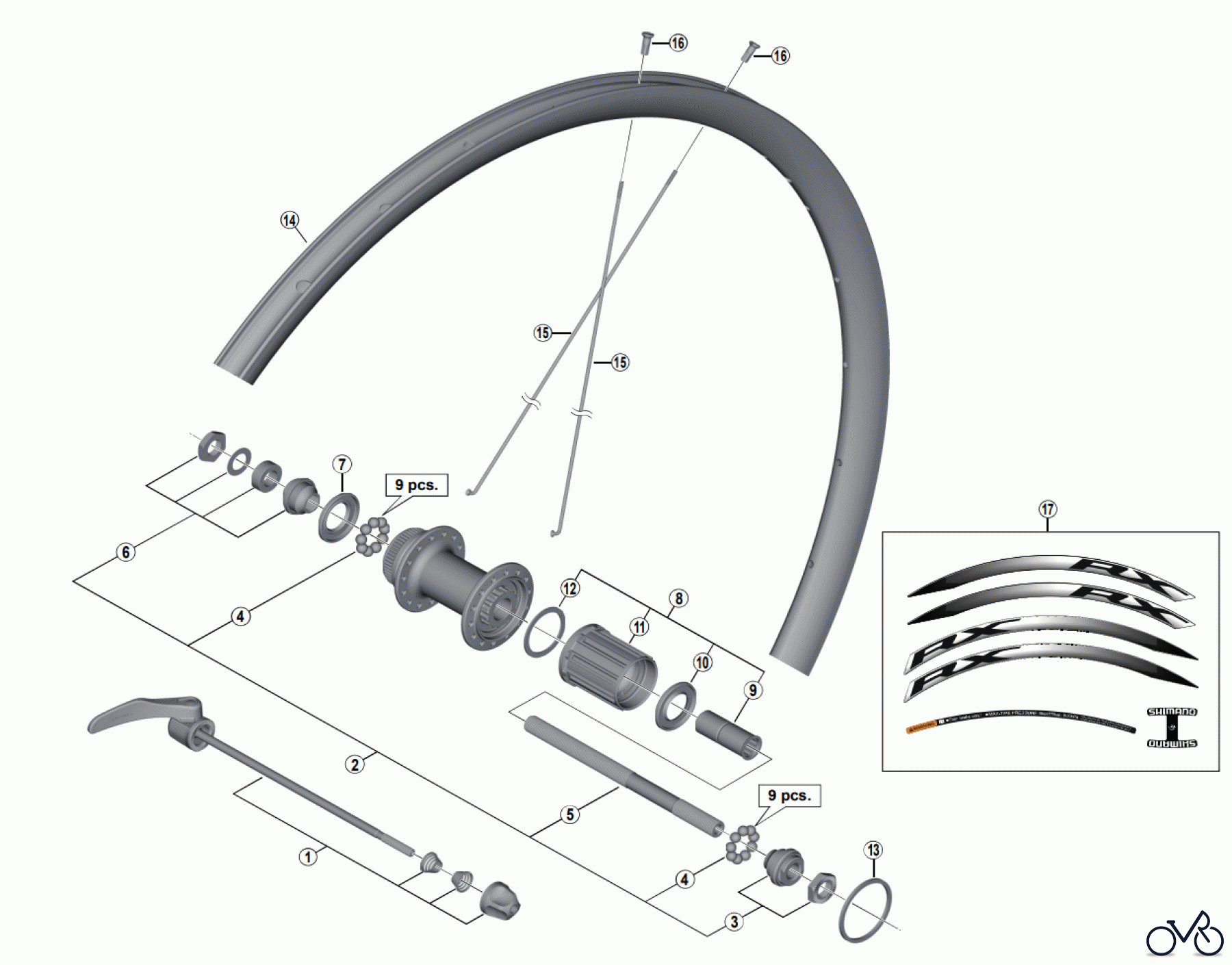  Shimano WH Wheels - Laufräder WH-RX010-R  Rear Wheel (10/11-speed)