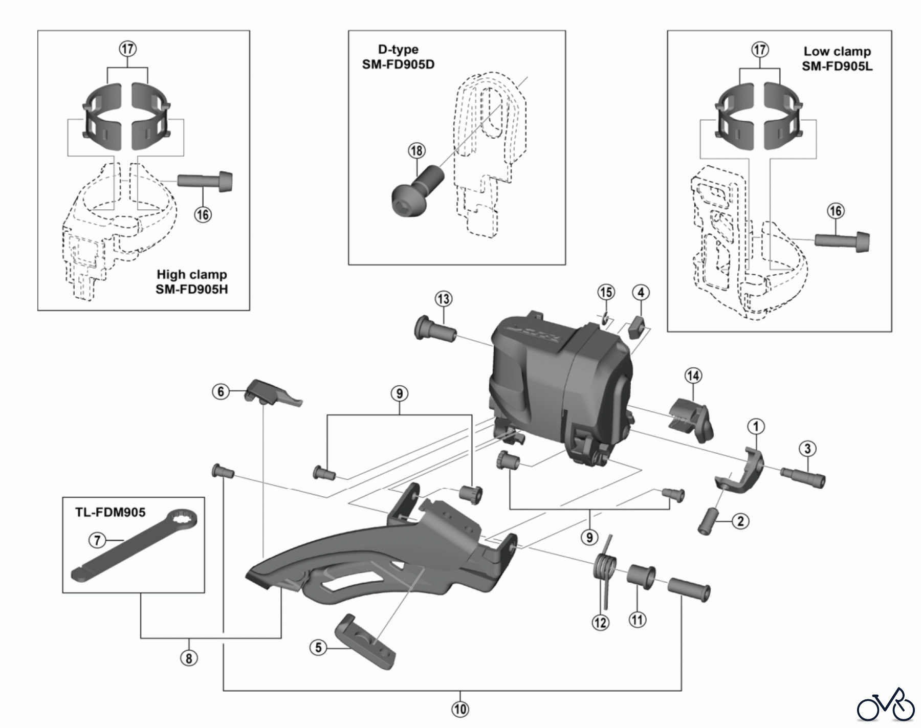 Shimano FD Front Derailleur - Umwerfer FD-M9050 XTR Down Swing Front Derailleur (3x11-speed)