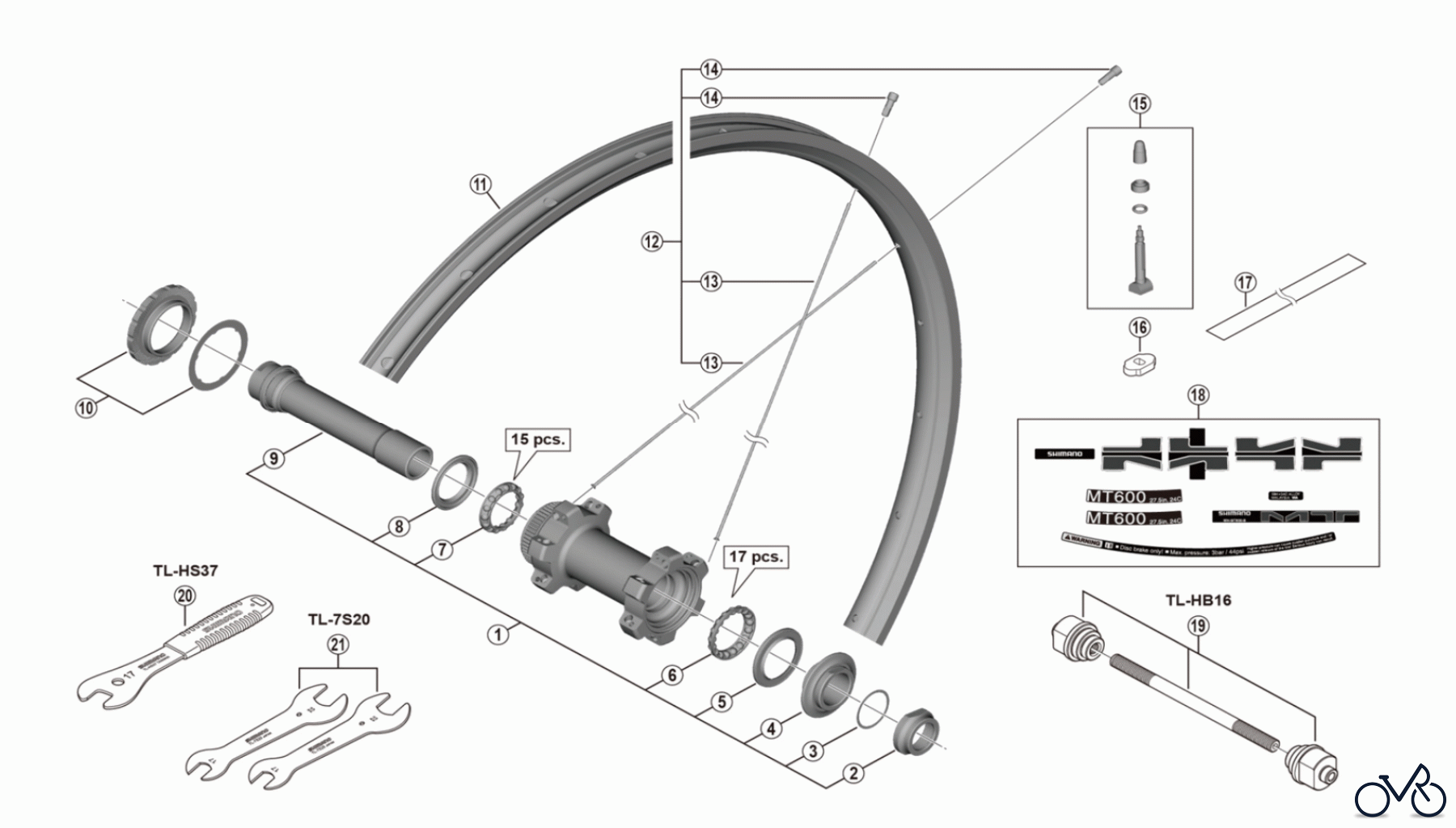 Shimano WH Wheels - Laufräder WH-MT600-TL-F15-B-275 Front Wheel
