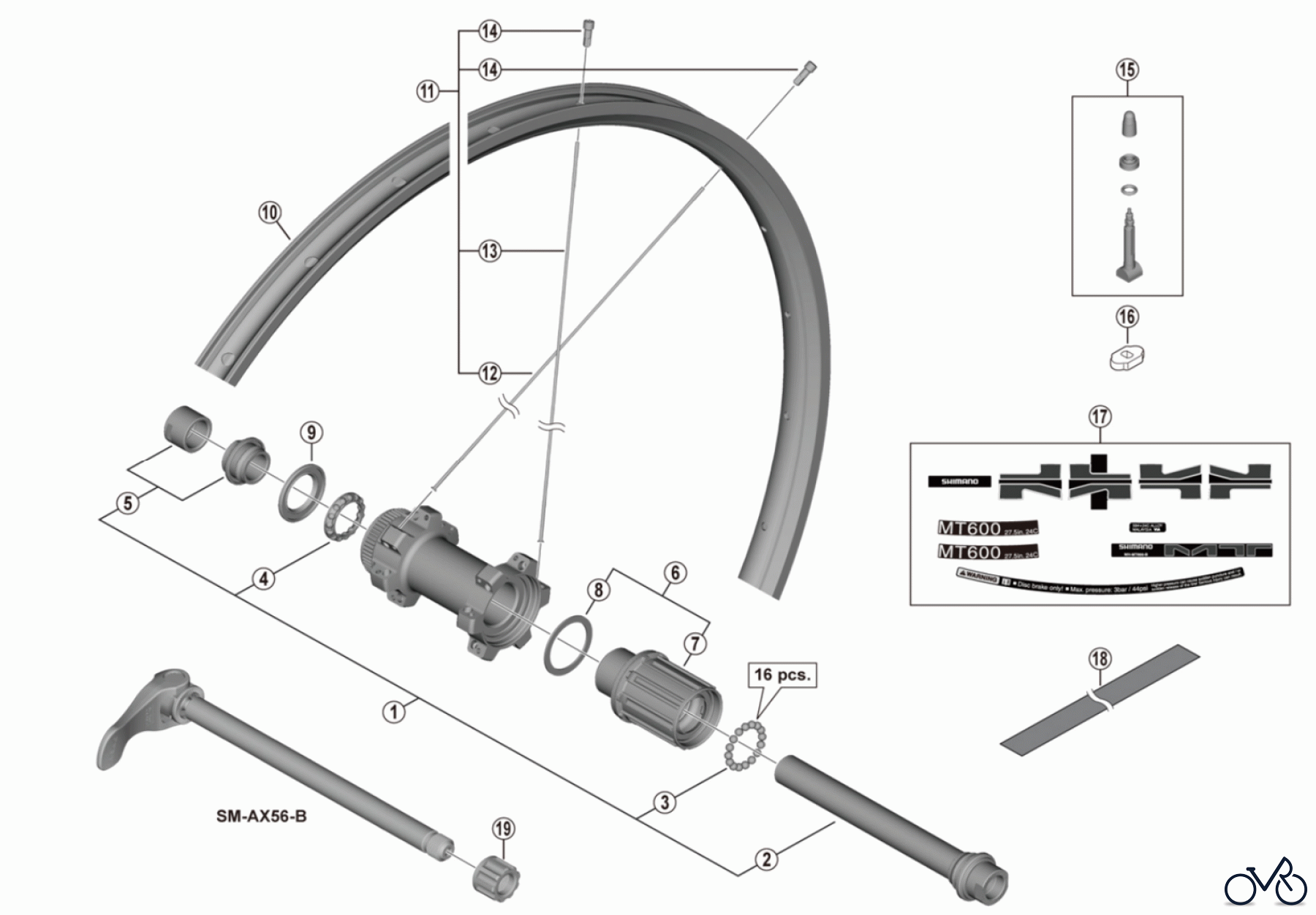 Shimano WH Wheels - Laufräder WH-MT600-TL-R12-B-275 Rear Wheel