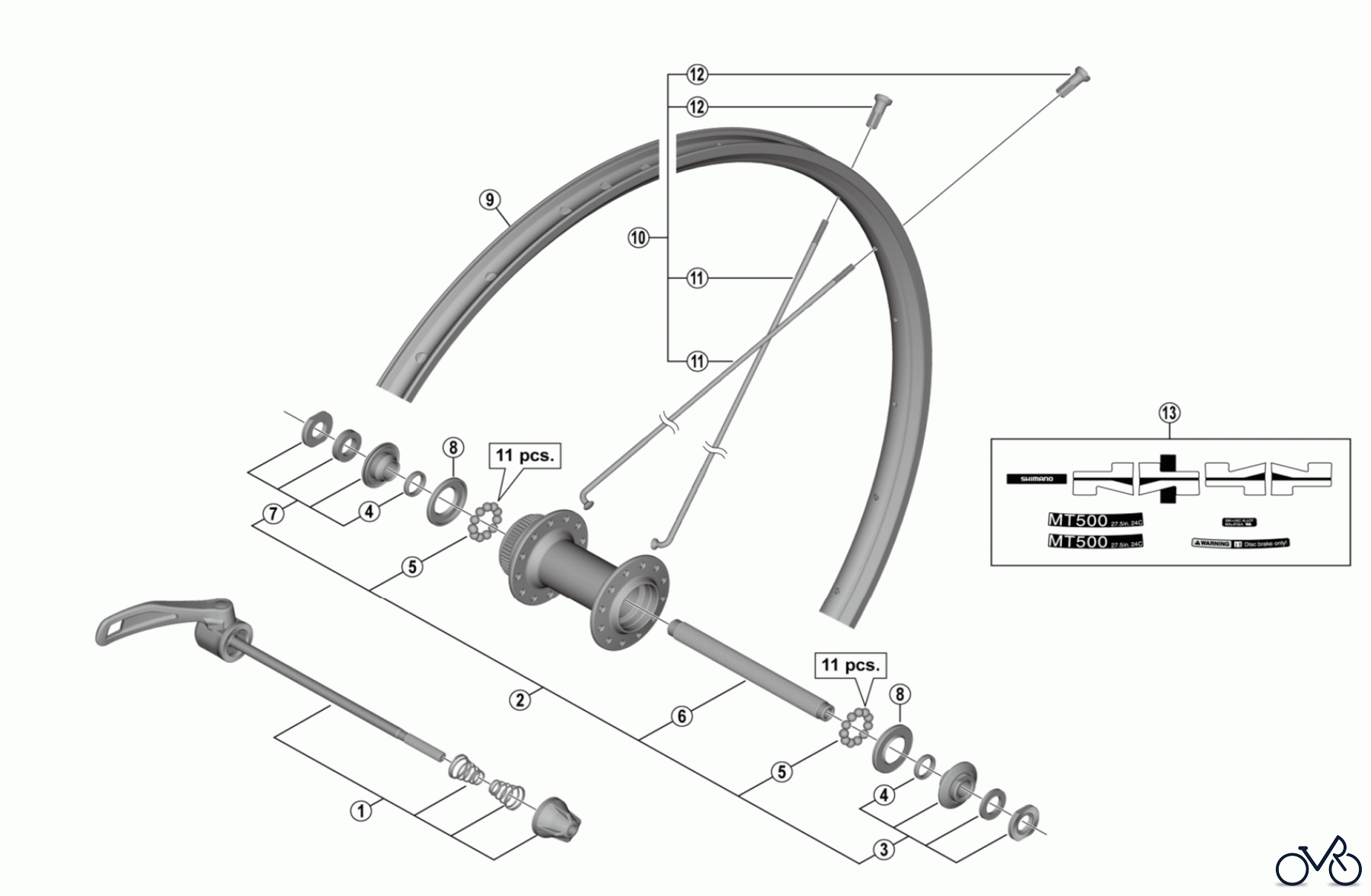  Shimano WH Wheels - Laufräder WH-MT500-CL-F-275  Front Wheel