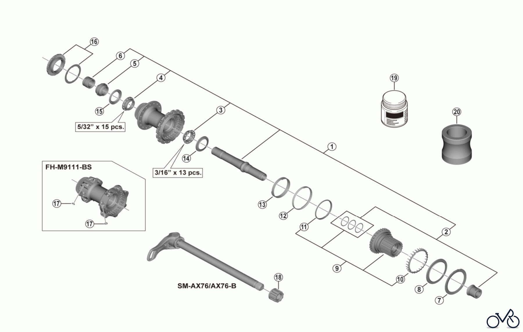  Shimano FH Free Hub - Freilaufnabe FH-M9111, FH-M9111-B, FH-M9111-BS