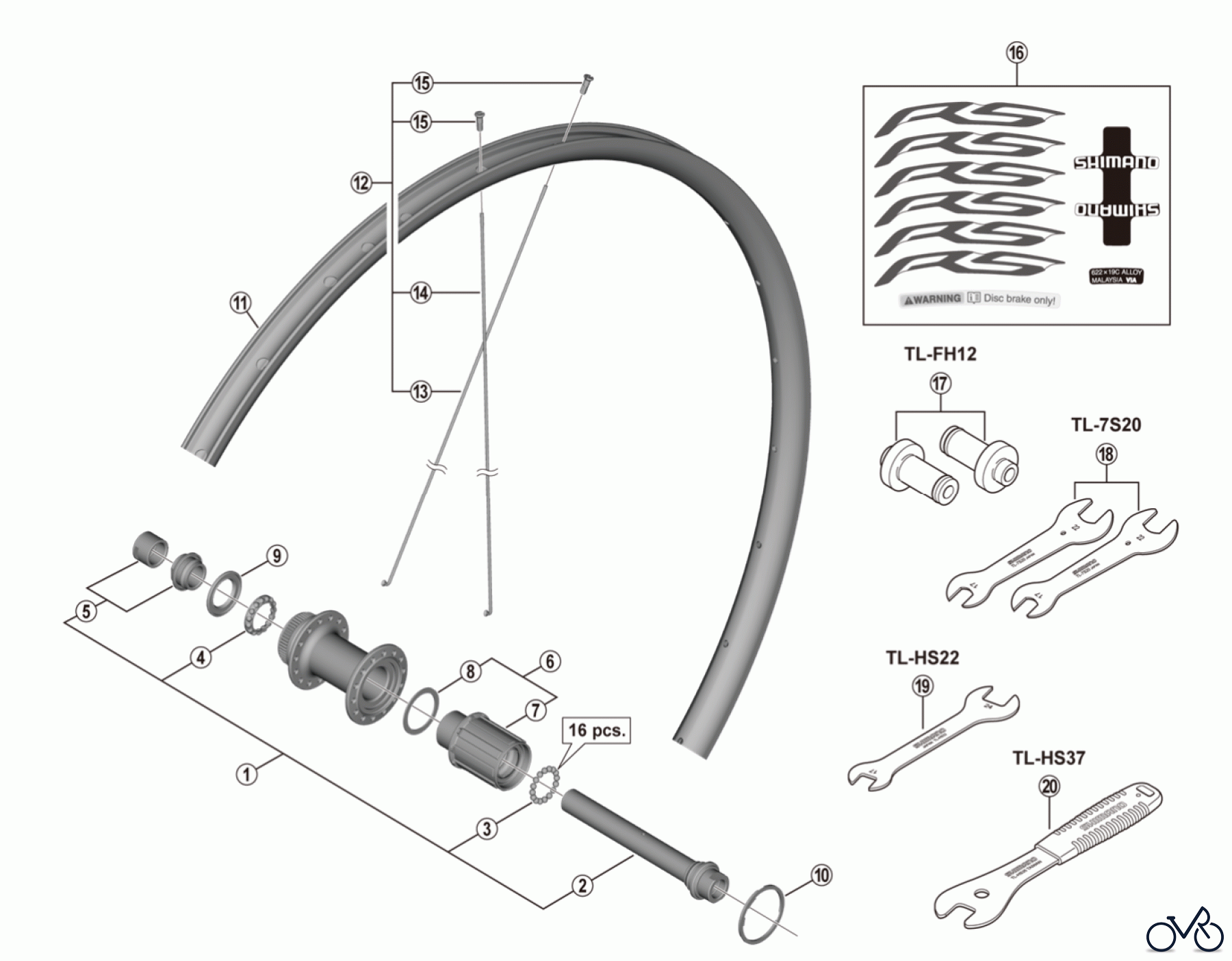  Shimano WH Wheels - Laufräder WH-RS171-CL-R12-700C-4565A Rear Wheel (10/11-speed)