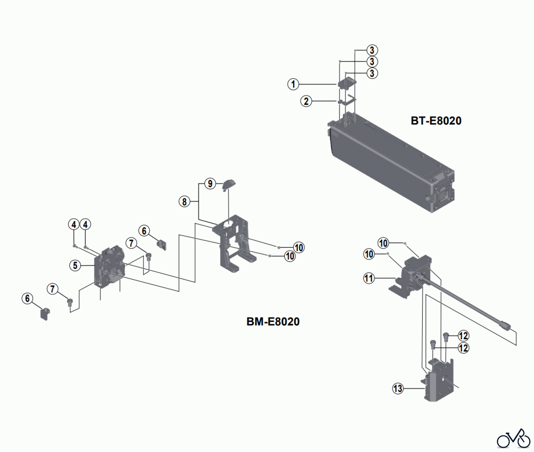 Shimano SM Smallparts - Kleinteile, RT, BT, BB, CD BT-E8020 Battery / Battery Mount