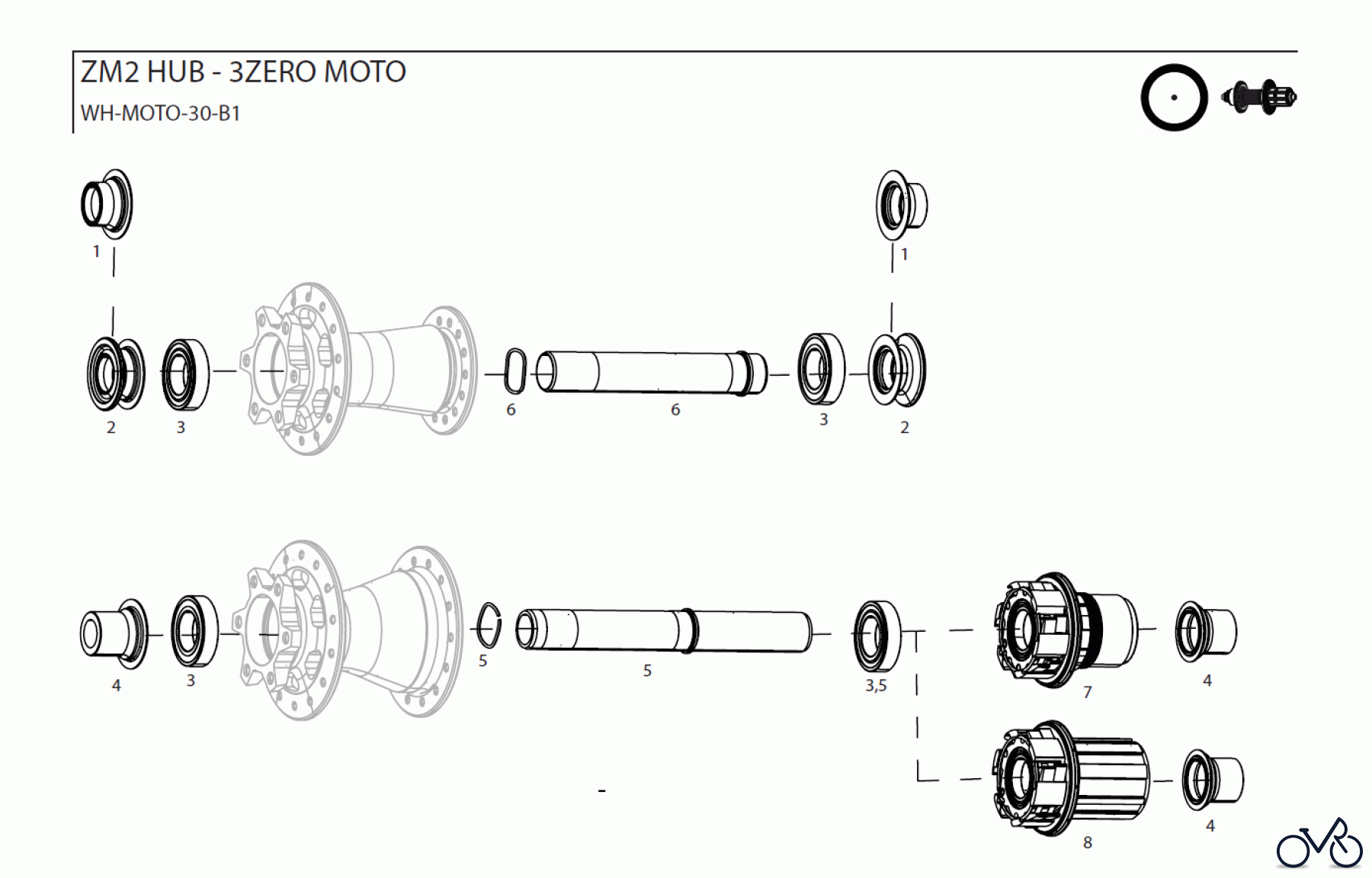  Sram Zipp ZM2 HUB - 3ZERO MOTO WH-MOTO-30-B1