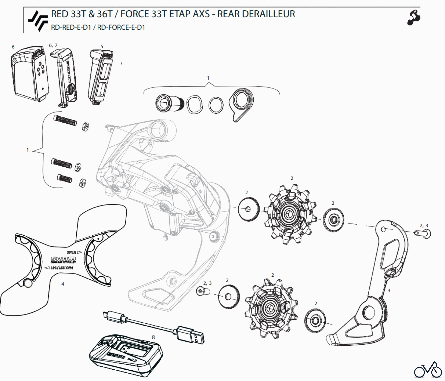  Sram Sram RED 33T & 36T / FORCE 33T ETAP AXS - REAR DERAILLEUR