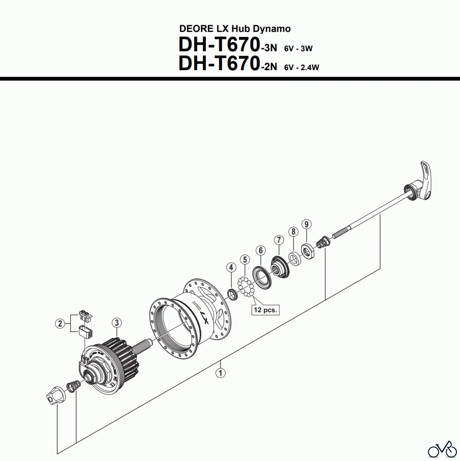 Shimano DH Dynamo Hub - Nabendynamo DH-T670 DEORE LX Hub Dynamo