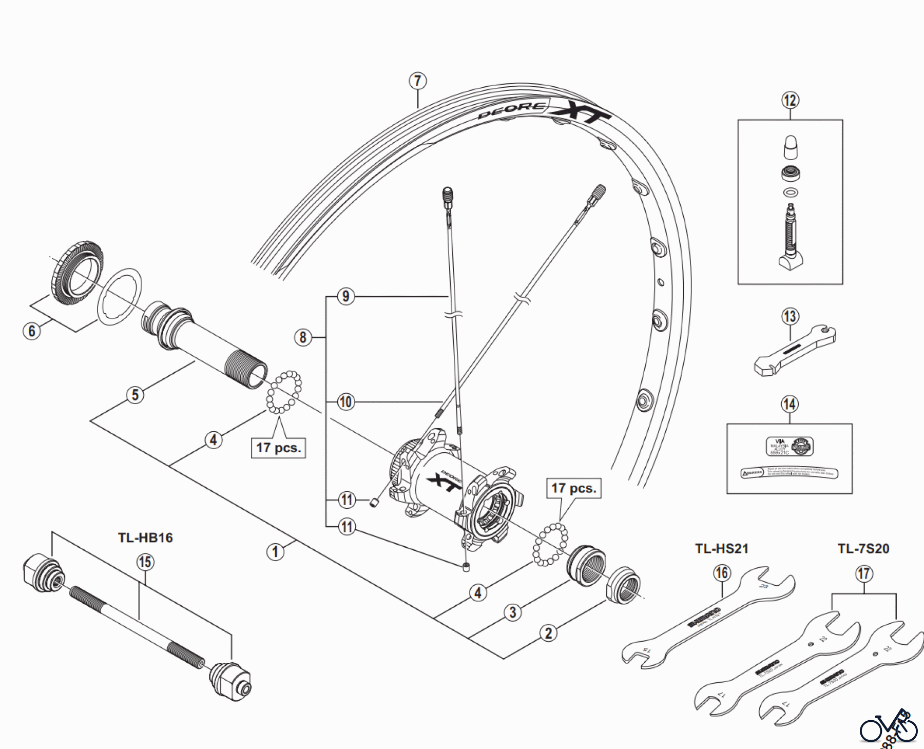 Shimano WH Wheels - Laufräder WH-M788-F15 For Disc Brake DEORE XT Front Wheel